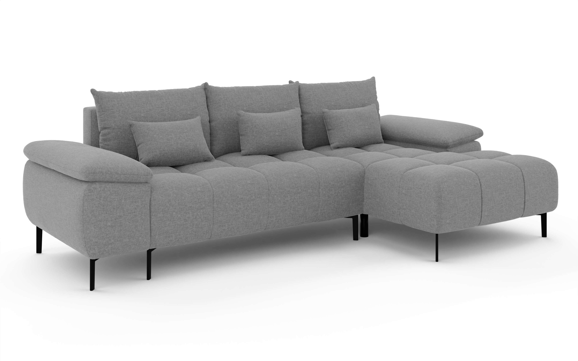 INOSIGN Ecksofa »DROMARA Schlafsofa mit Bettkasten, Maße: B/T/H 277/141/91 cm«, L-Form mit Recamiere rechts/links bestellbar, Wellenunterfederung