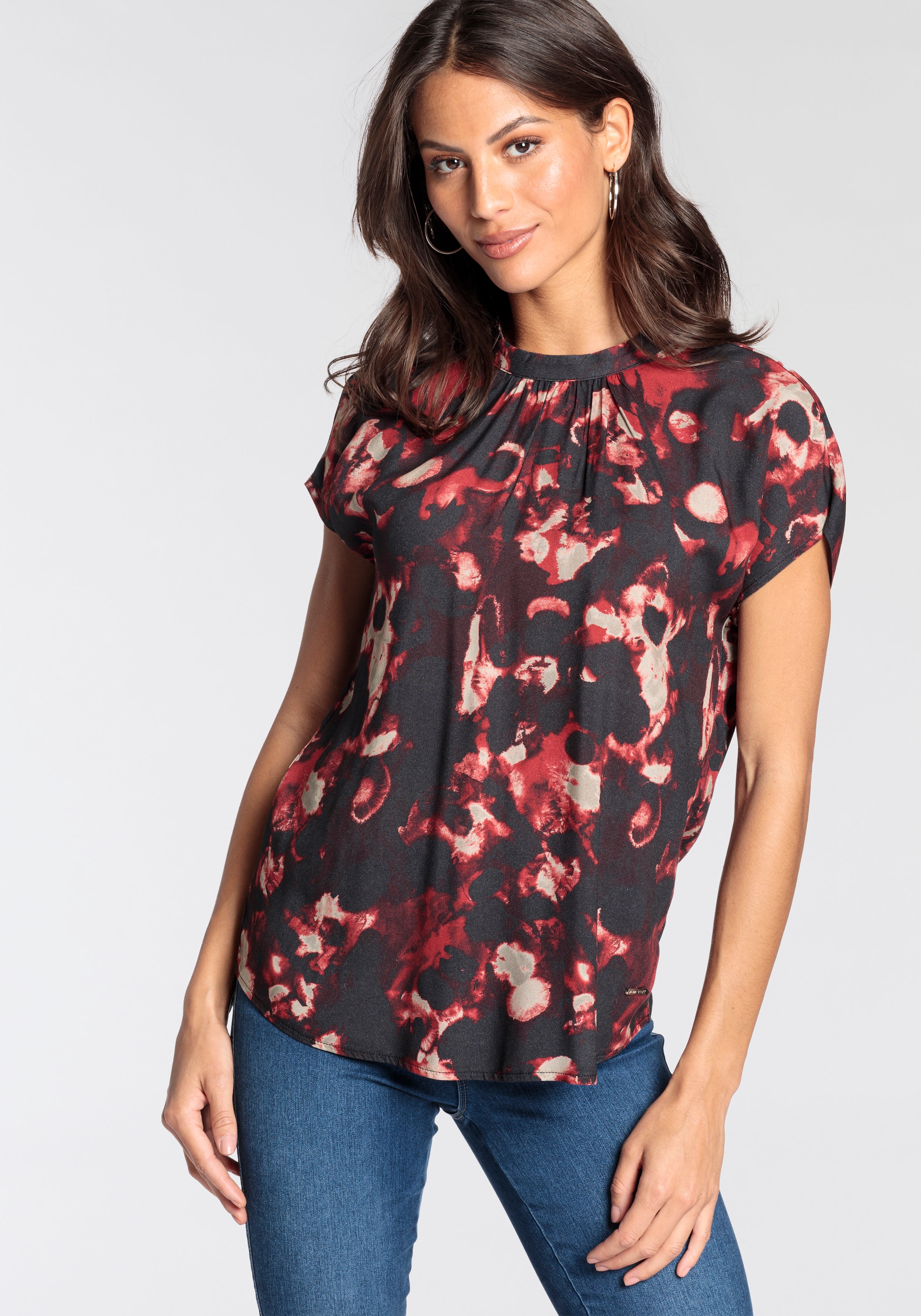 Chemisier Femme Laura Scott à Boutons - Taille 10, Manches Courtes, Motif Géométrique Multicolore | Occasion Très Bon état
