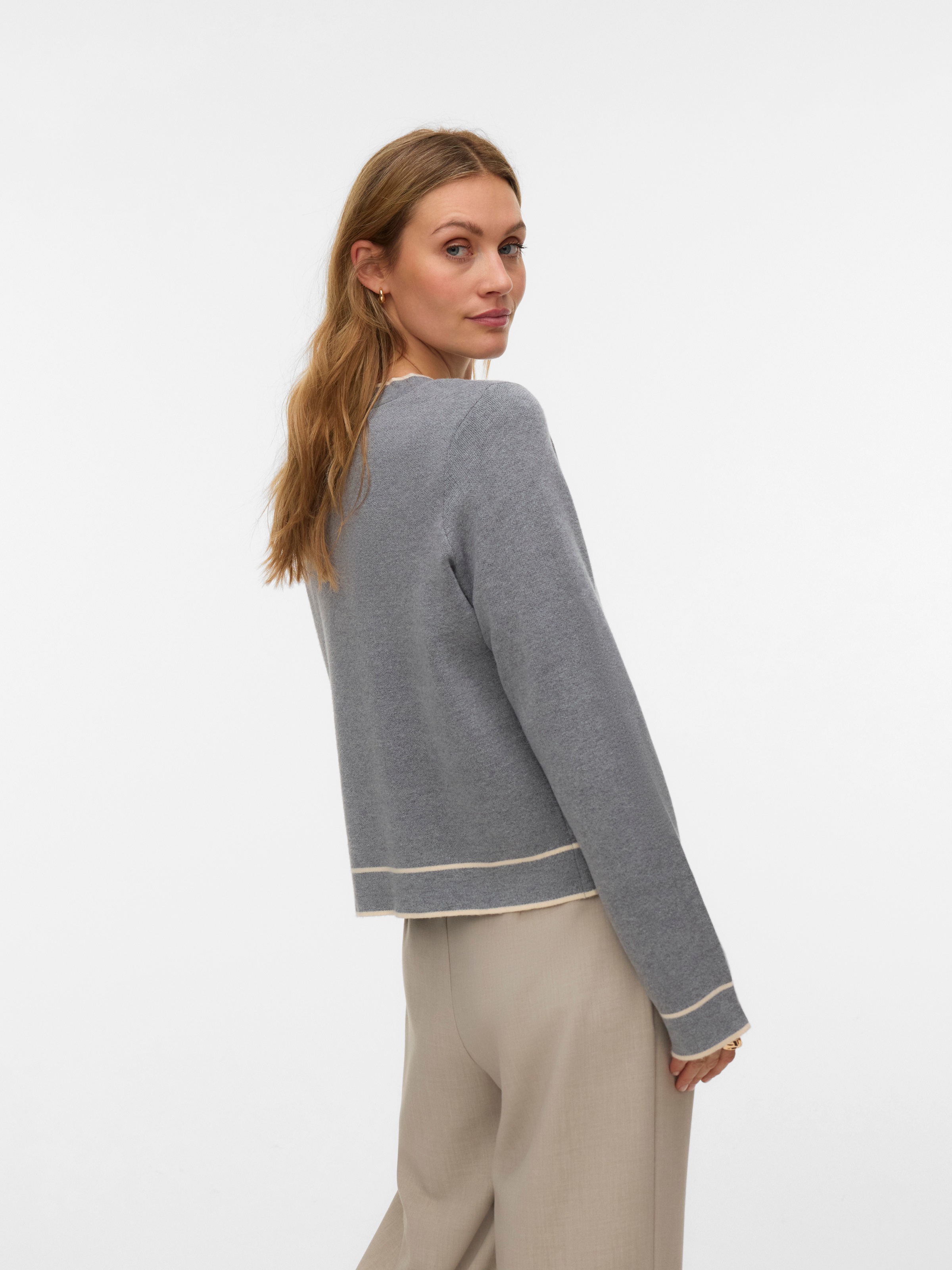 Vero Moda Strickpullover "VMGOLD LS O-NECK DOUBLE CONTRAST PULL" günstig online kaufen