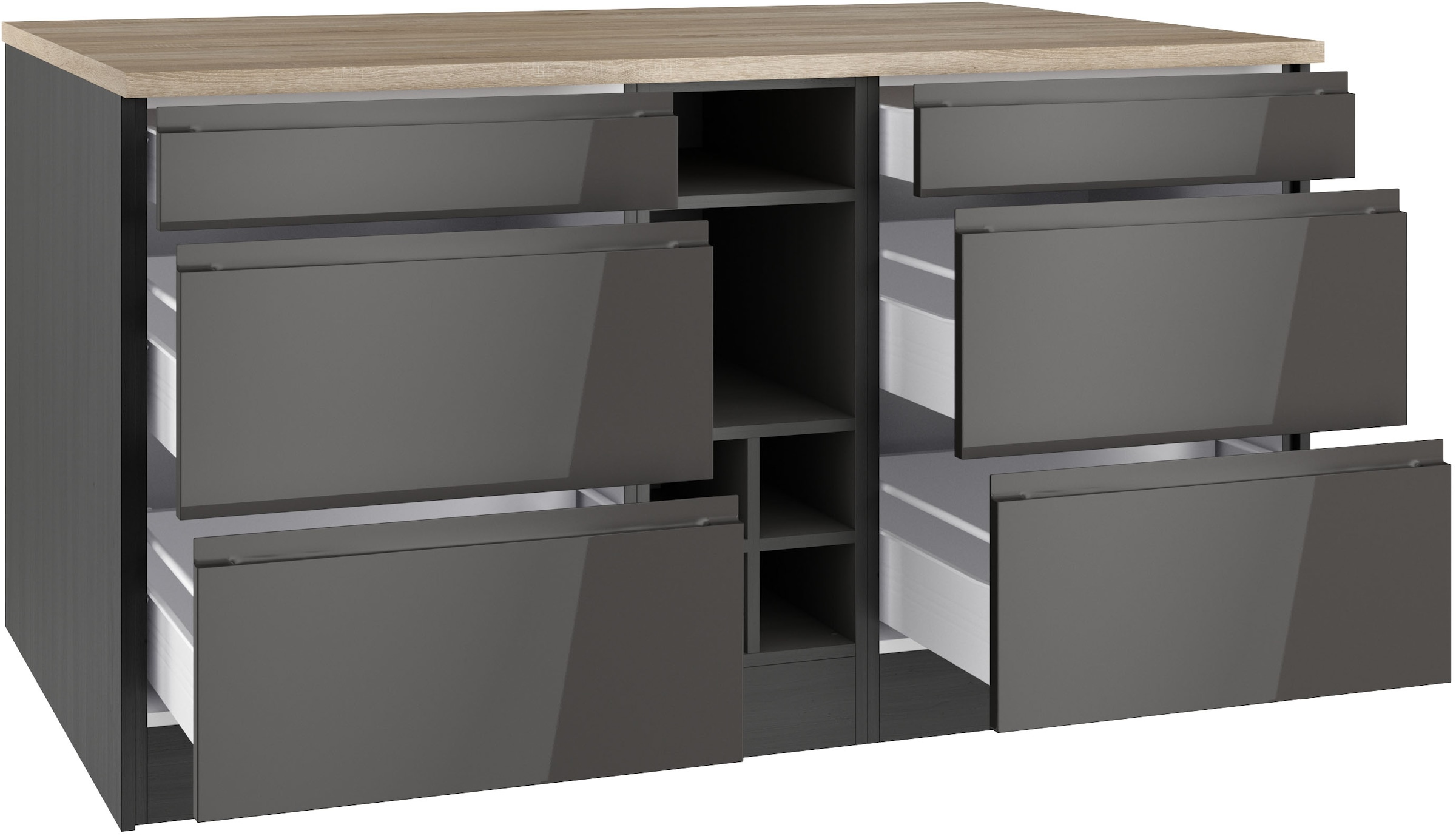 HELD MÖBEL Kücheninsel »Virginia«, Breite 153 cm, MDF-Fronten, Flaschenregal