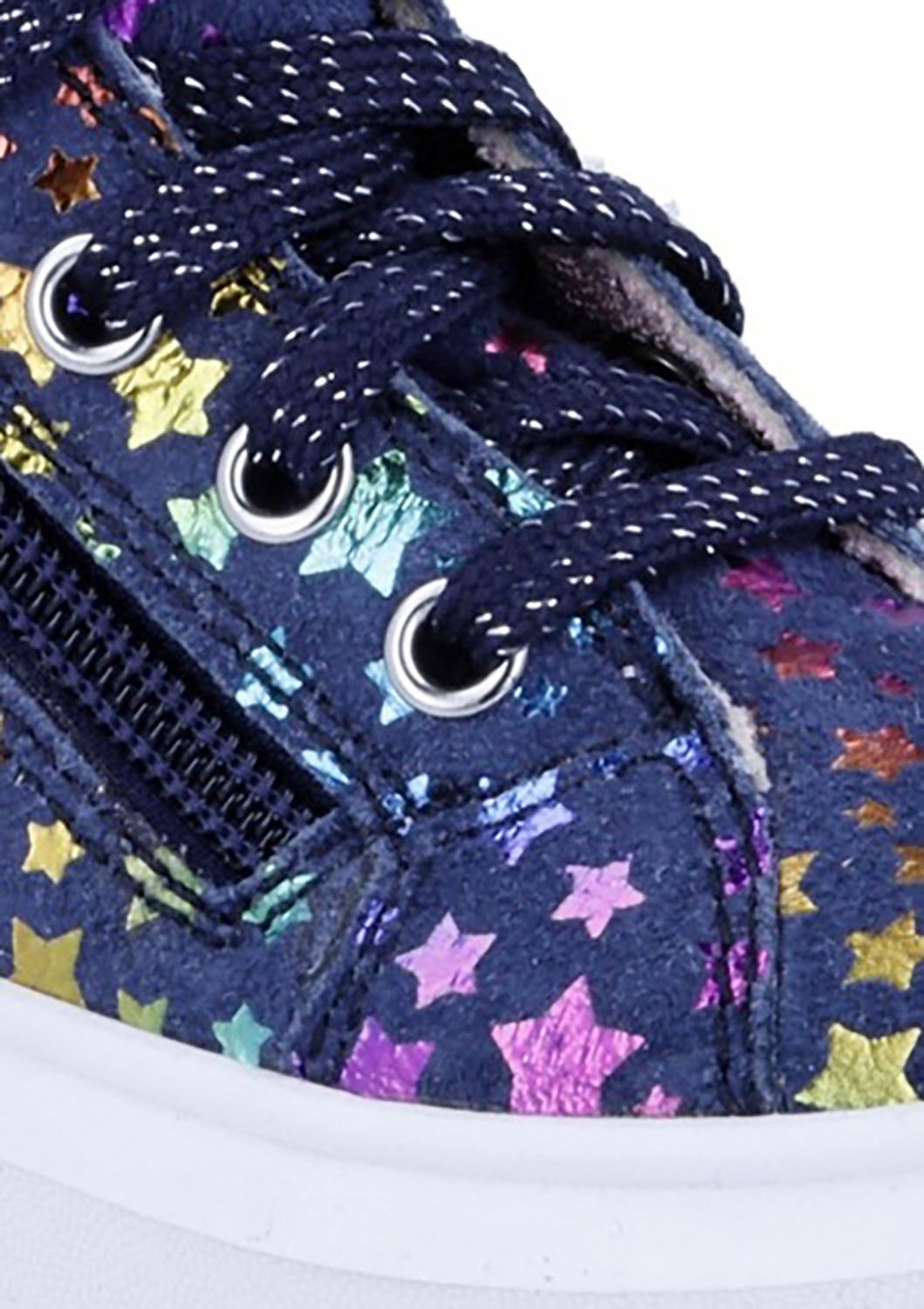 Richter Sneaker »Alessa WMS: Mittel«, Schnürboots mit bunten Sternchen, Größenschablone zum Download