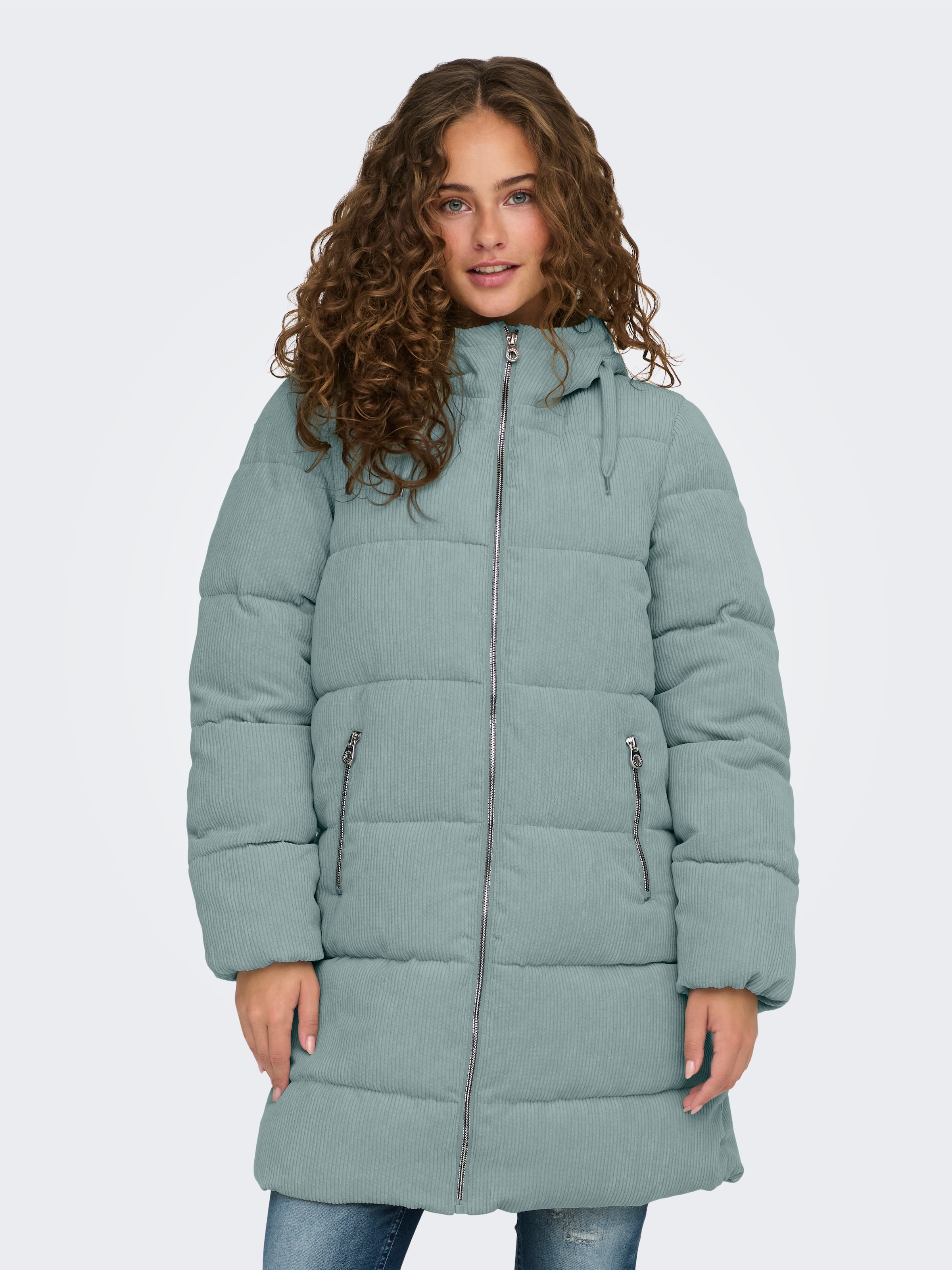ONLY Steppjacke "ONLDOLLY LONG CORDUROY PUFFER OTW", mit Kapuze, aus feinem günstig online kaufen