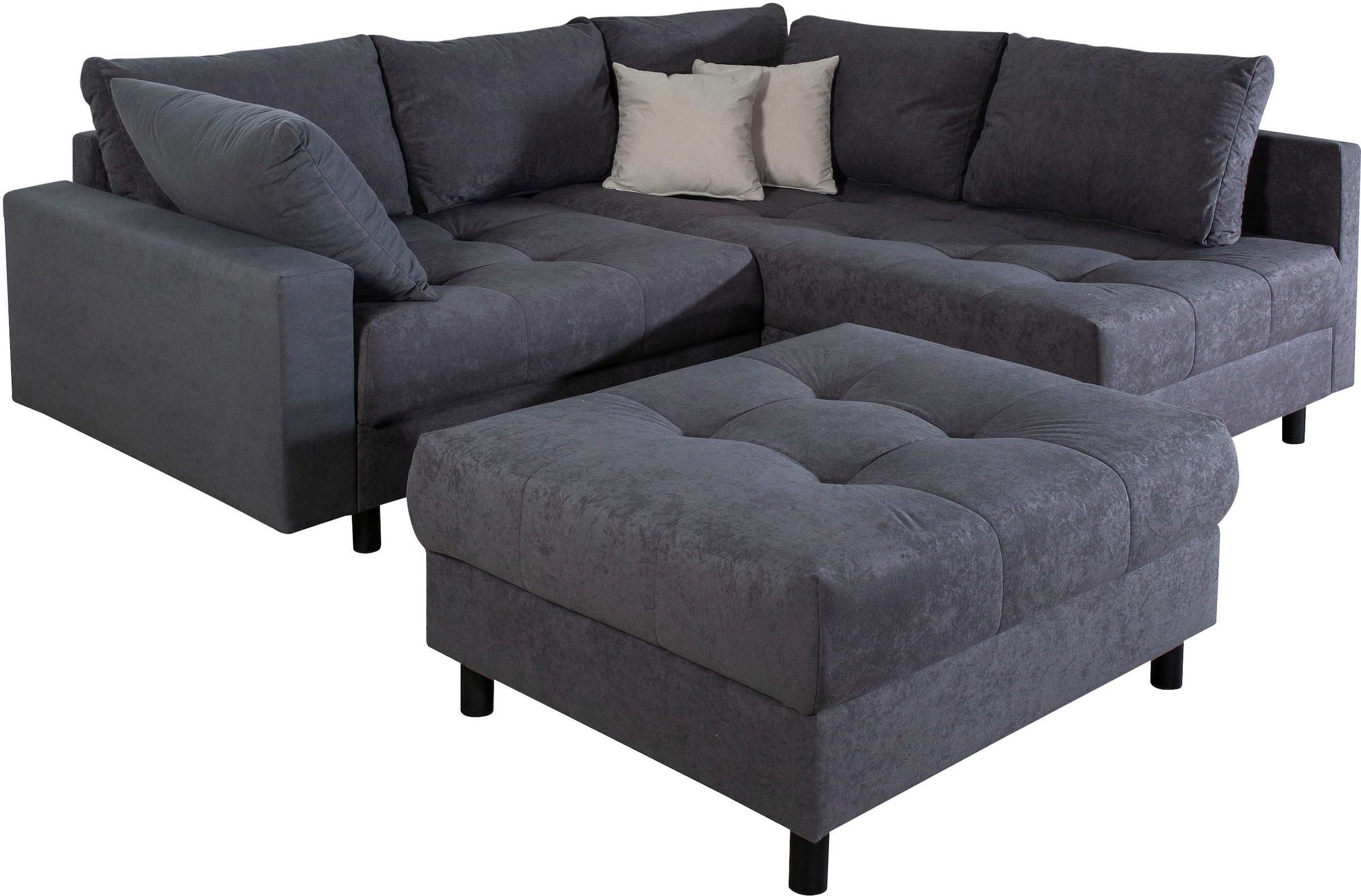 COLLECTION AB Ecksofa »Antonia L-Form, B: 215 cm« Ecksofa, Rückenkissen, ottomane beidseitig montierbar, Bonnelfederkern