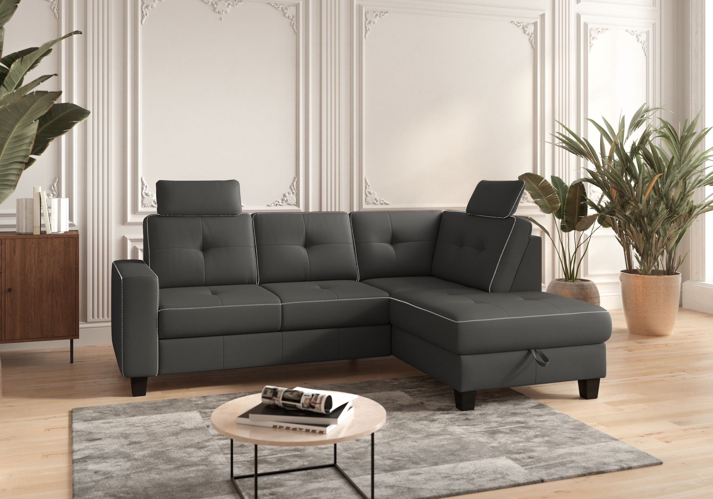 Places of Style Ecksofa »Varese«, wahlweise mit Bettfunktion und Bettkasten