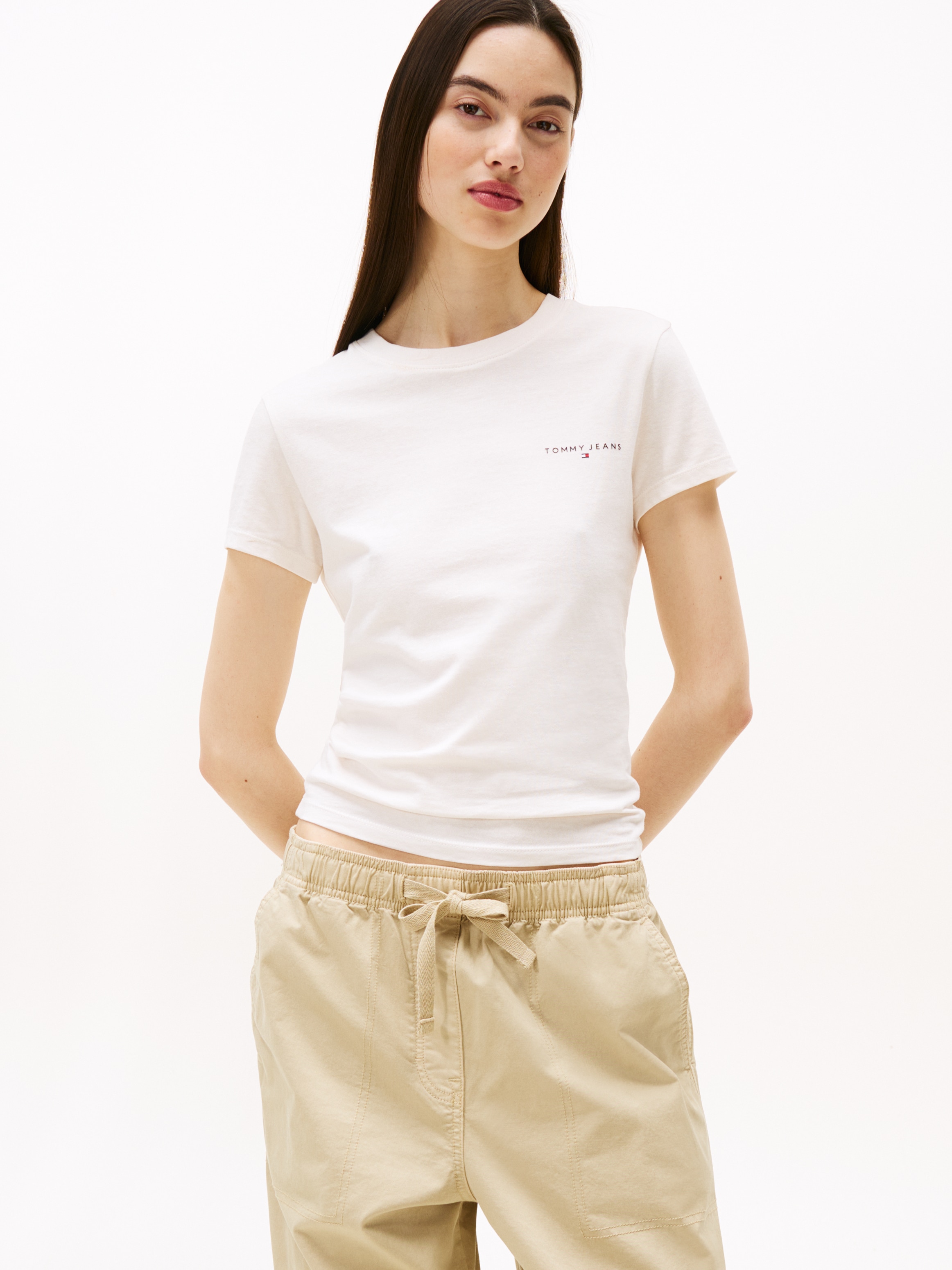 Tommy Jeans Kurzarmshirt "TJW SLIM LINEAR SS TEE EXT" günstig online kaufen