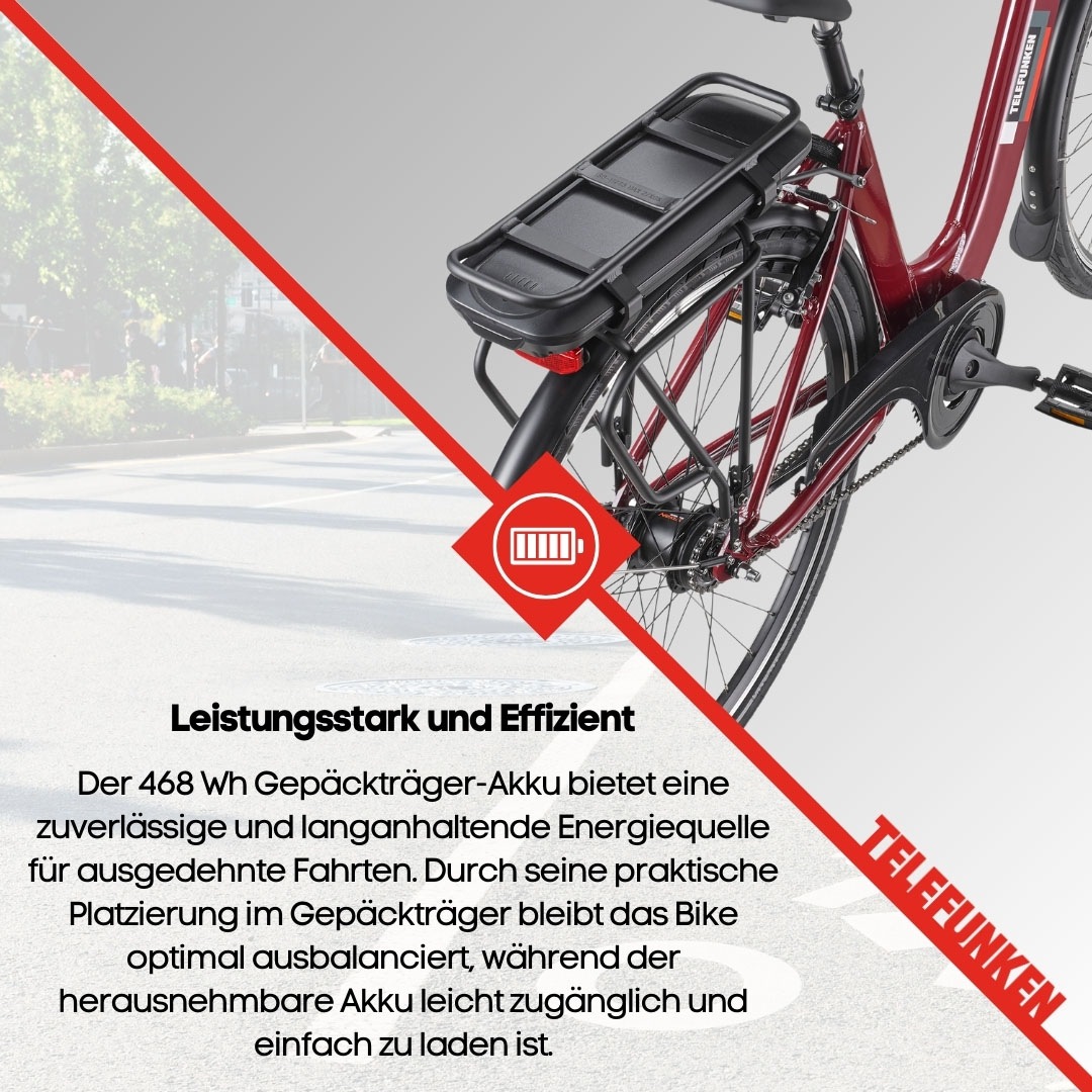 Telefunken E-Bike »Multitalent RC845«, 7 Gang, Shimano, Frontmotor 250 W, (28 Zoll, Straßenzulassung, ca. 100 km Reichweite), Pedelec, Elektrofahrrad für Herren u. Damen, tiefer Einstieg