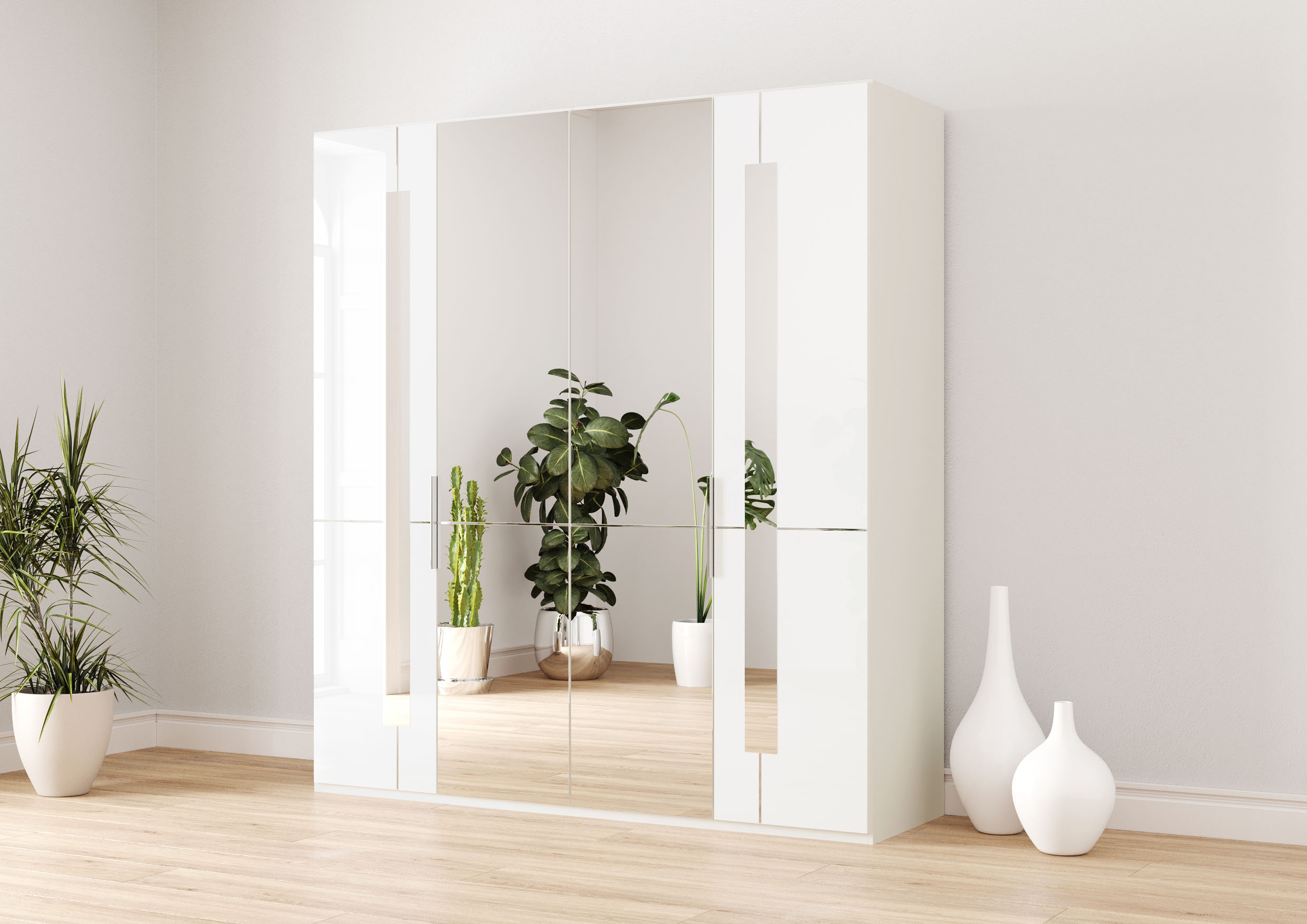 Musterring Kleiderschrank "Imola W" inkl. Einlegeböden und Kleiderstangen, mit Glas- und Spiegeltüren