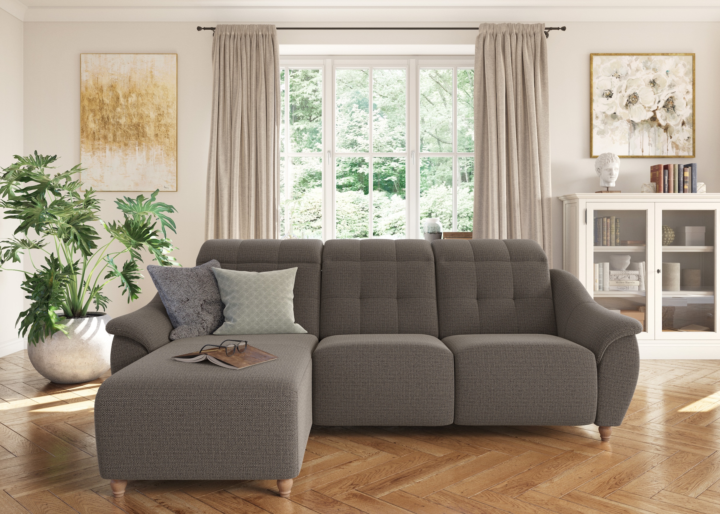 Home affaire Ecksofa "Boston L-Form" Kopfteilverstellung an jeder Sitzfläch günstig online kaufen