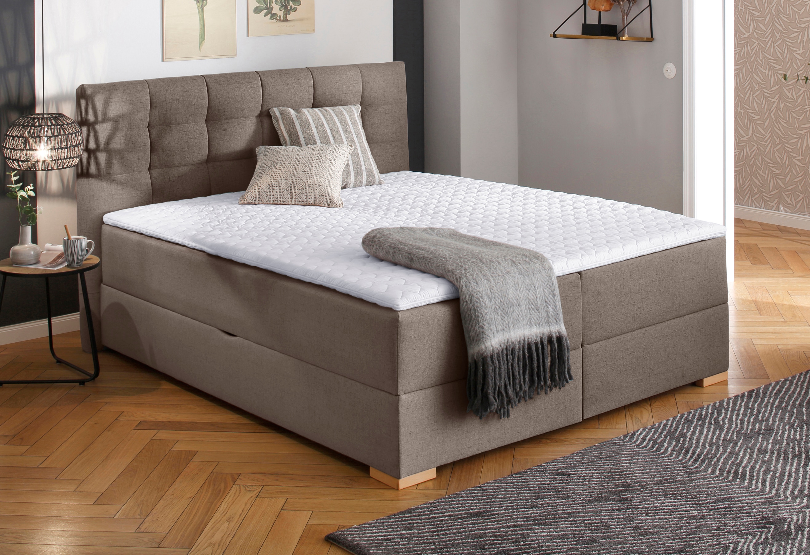 Home affaire Boxbett "Olivet mit Bettkasten" in 4 Farben, 4 Breiten, 2 Matratzenarten, auch in Überlänge 220 cm