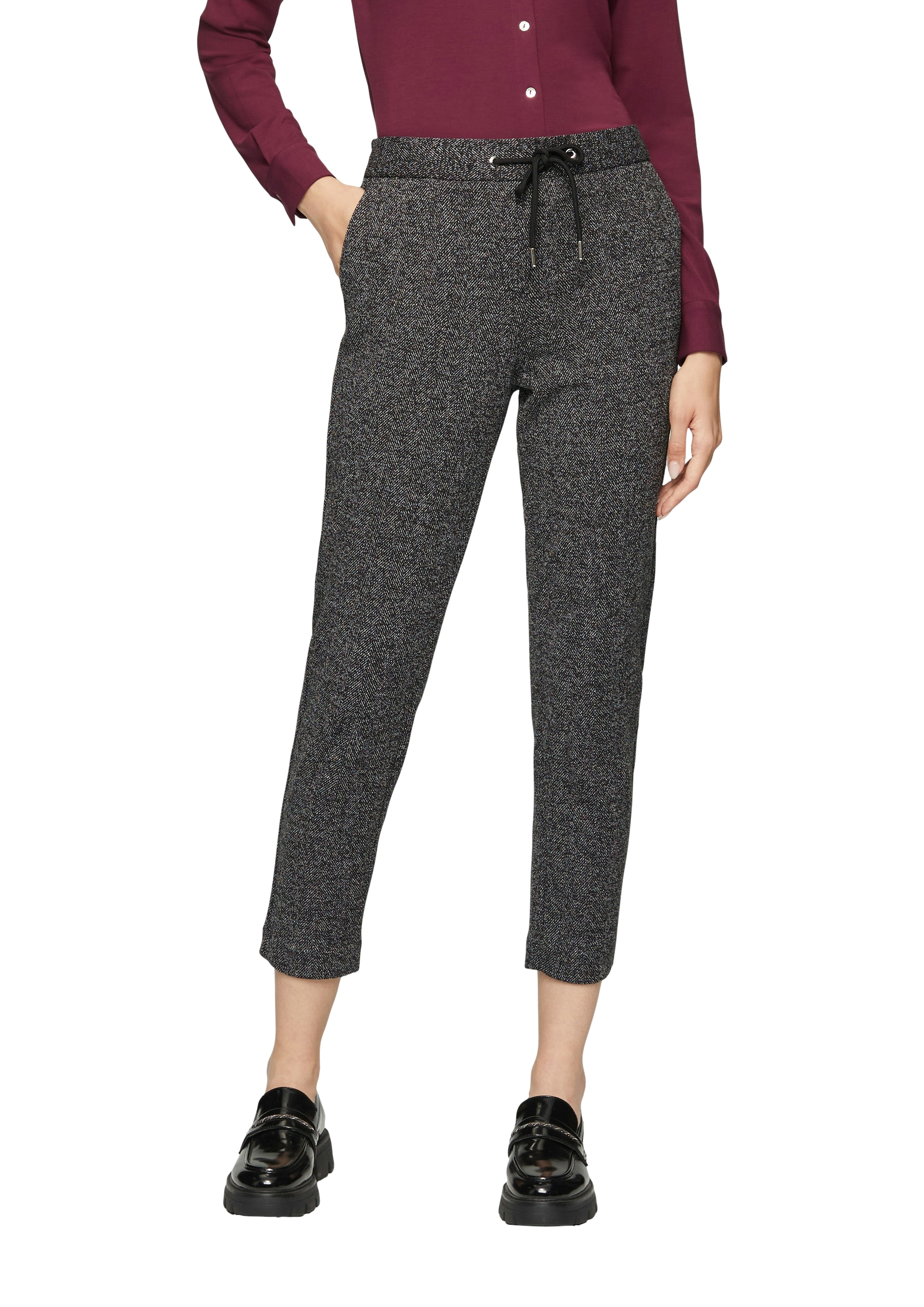 s.Oliver BLACK LABEL Stoffhose, Sommerhose meliert, mit Kordelzug günstig online kaufen