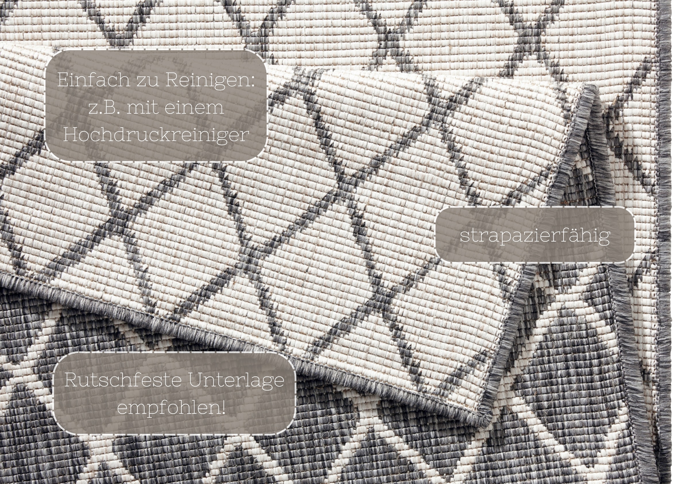 NORTHRUGS Teppich »Malaga Wendeteppich«, rechteckig, 5 mm Höhe, In-& Outdoor, Wetterfest, Balkon, Läufer, Wohnzimmer, Wasserfest