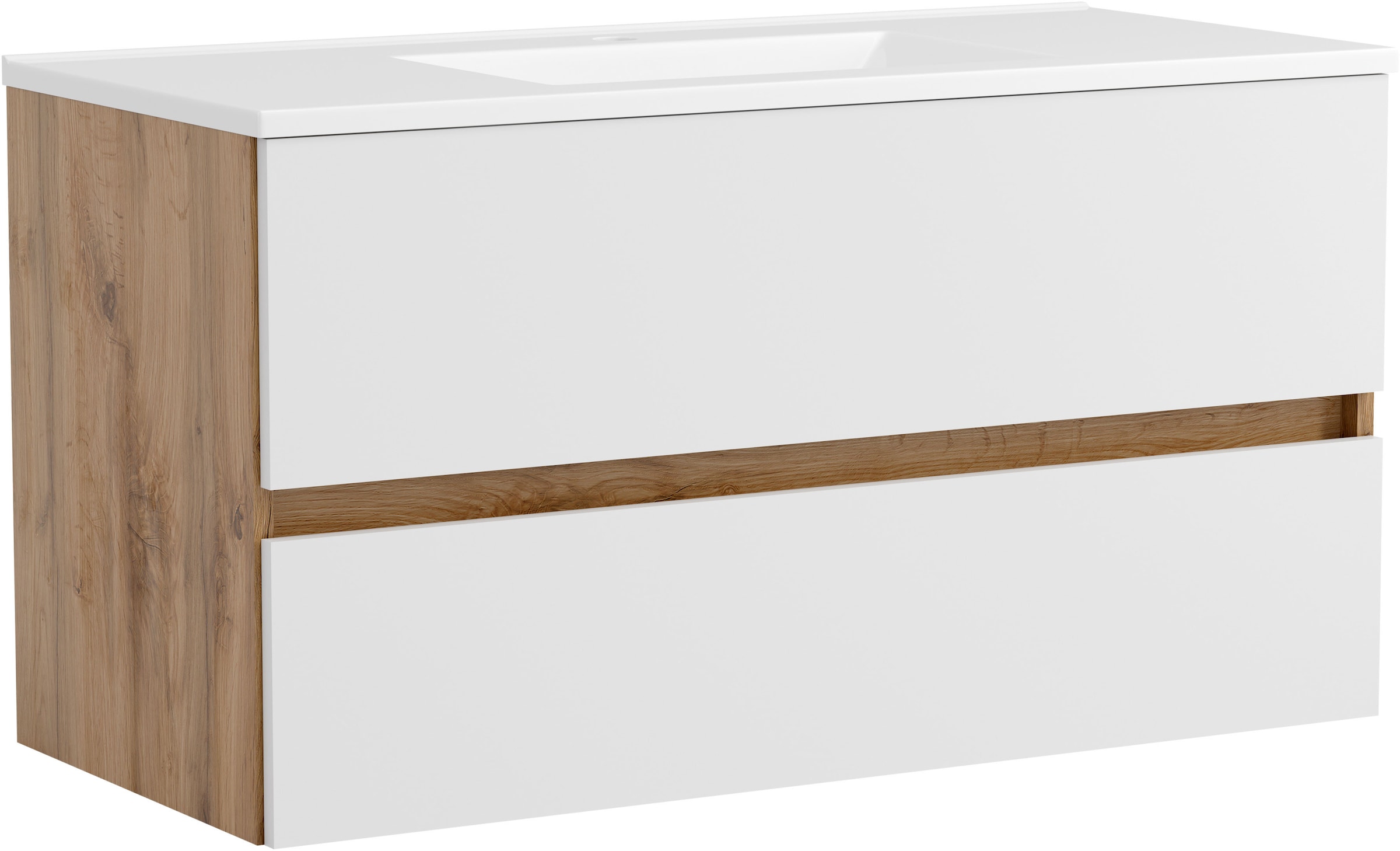 OTTO home Waschtisch "BOZEN, 2 Auszüge inklusive Becken und Montagematerial" Maße (B/H/T): ca. 100/52/45 cm, Badmöbel, Waschtisch, Stauraum, modern