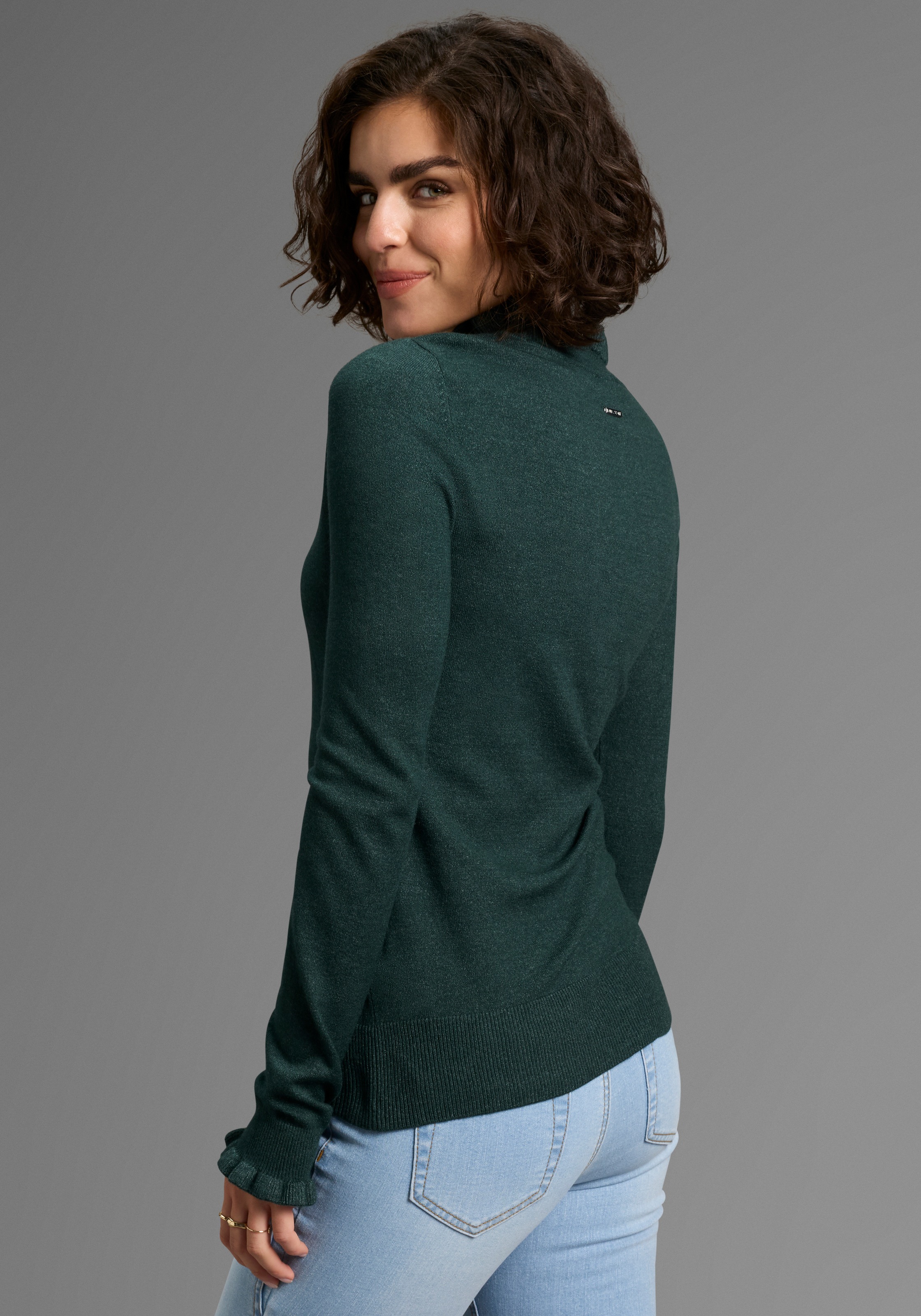 Laura Scott Stehkragenpullover, mit Volantdetails - NEUE KOLLEKTION günstig online kaufen