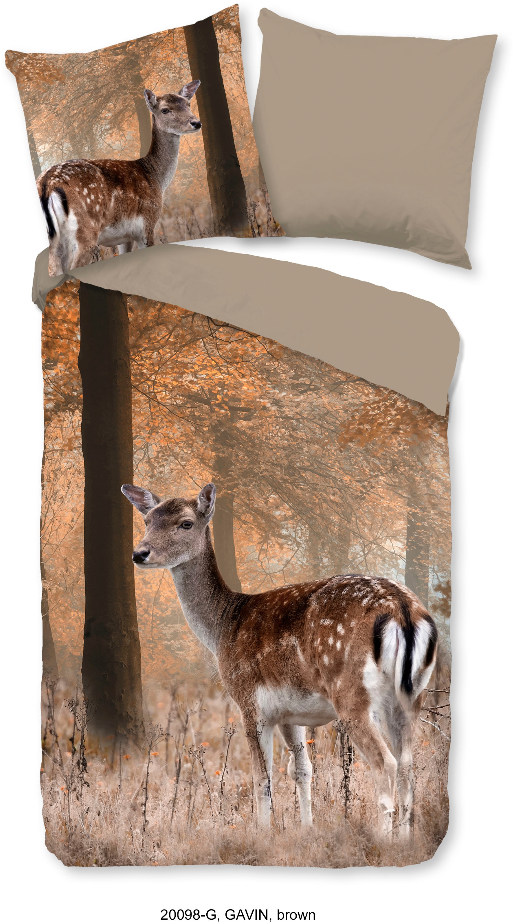 good morning Wendebettwäsche »Gavina«, Baumwolle, 135x200, 2 Teilig, Reißverschluss, Wendeoptik, Herbst