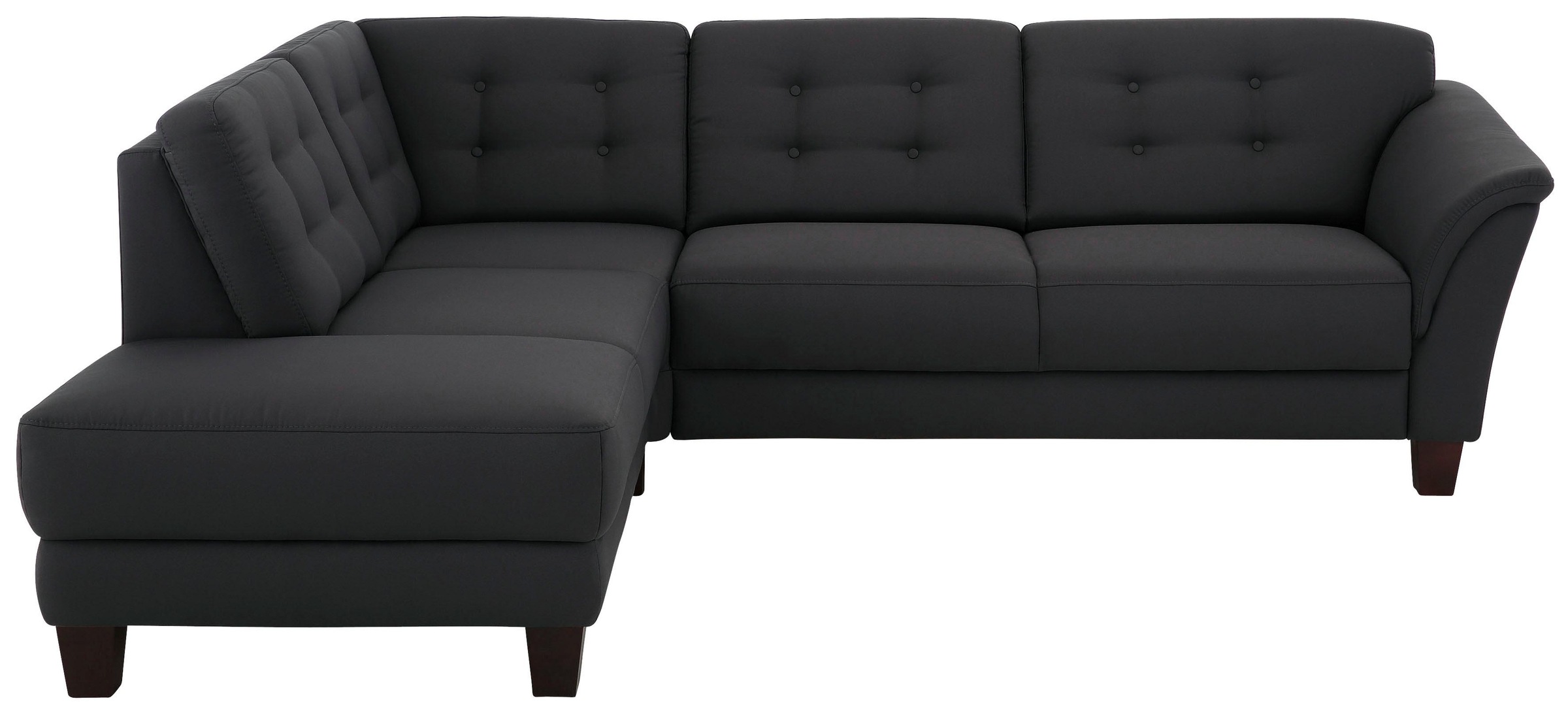Home affaire Ecksofa »Trondheim L-Form«, mit Federkern und Knopfheftung im Rücken, Füße Buche dunkel