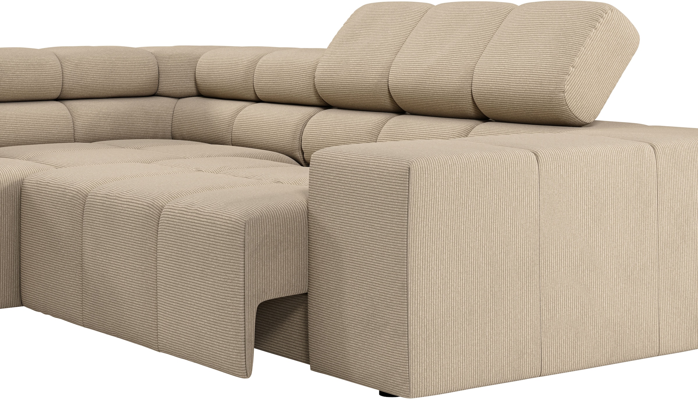 INOSIGN Ecksofa »Ancona, incl. Kopfteilverstellung + 3 Zierkissen, L-Form, bequem«, wahlweise motorische Sitztiefenverstellung, B/T(H: 249/215/70 cm