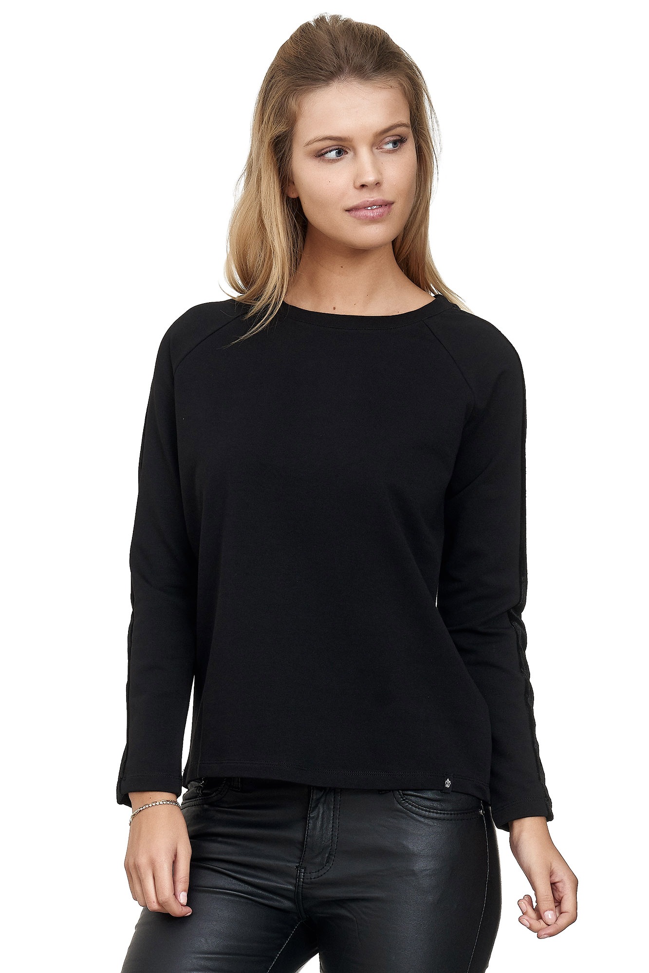 Sweatshirt, mit schwarzen Samt-Seitenstreifen