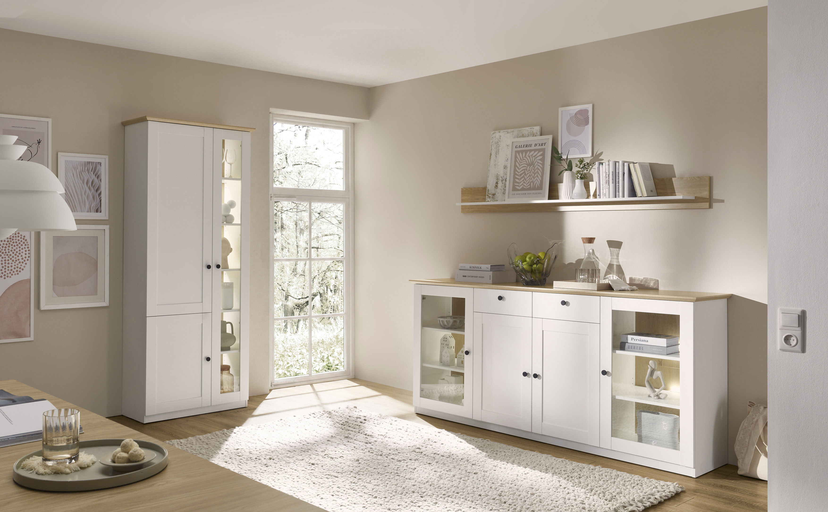 OTTO home Wohnwand "Brest, Anbauwand im Landhausstil, Komplettset, Wohnzimmer-Set" Set, 3 Stk. tlg.