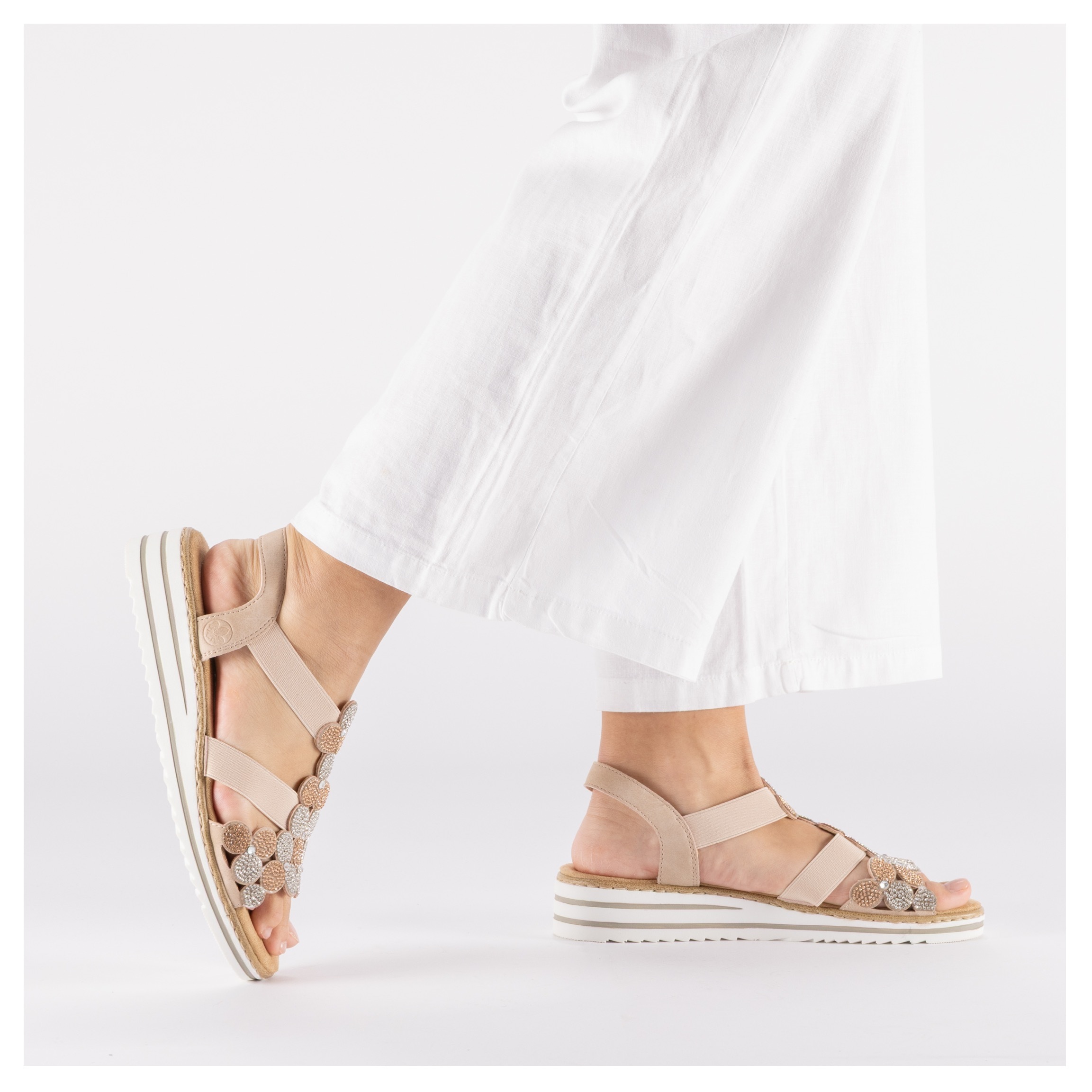 Rieker Sandale  Schlupfschuh, Sommerschuh, Urlaubsschuh mit Glitzersteine