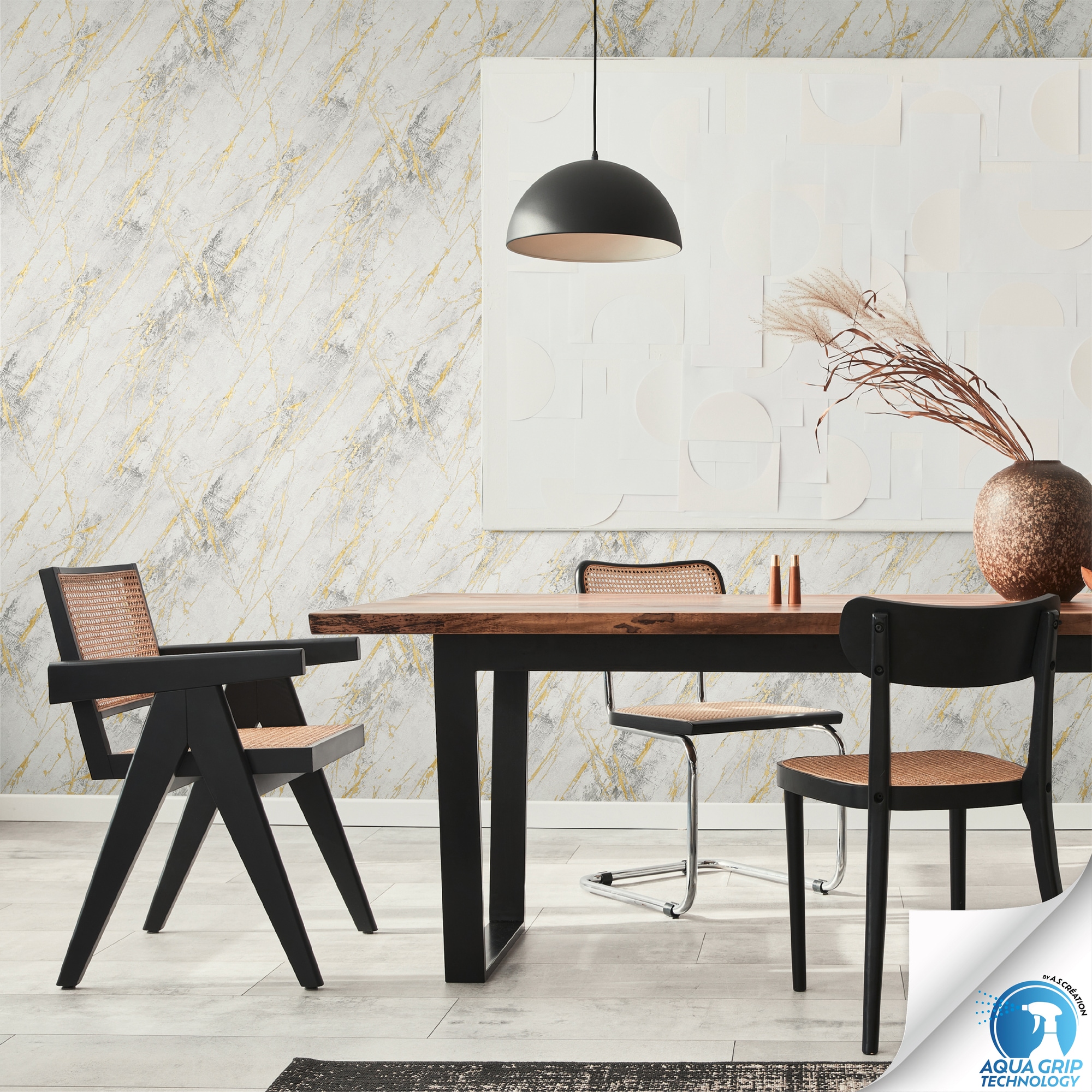 living walls Vliestapete "DesignDrop vorgeleimte Tapete Marmoroptik Weiß Gold Grau" matt strukturiert Vliestapete vorgekleistert 3D-Optik für Schlafzimmer Wohnzimmer Küche