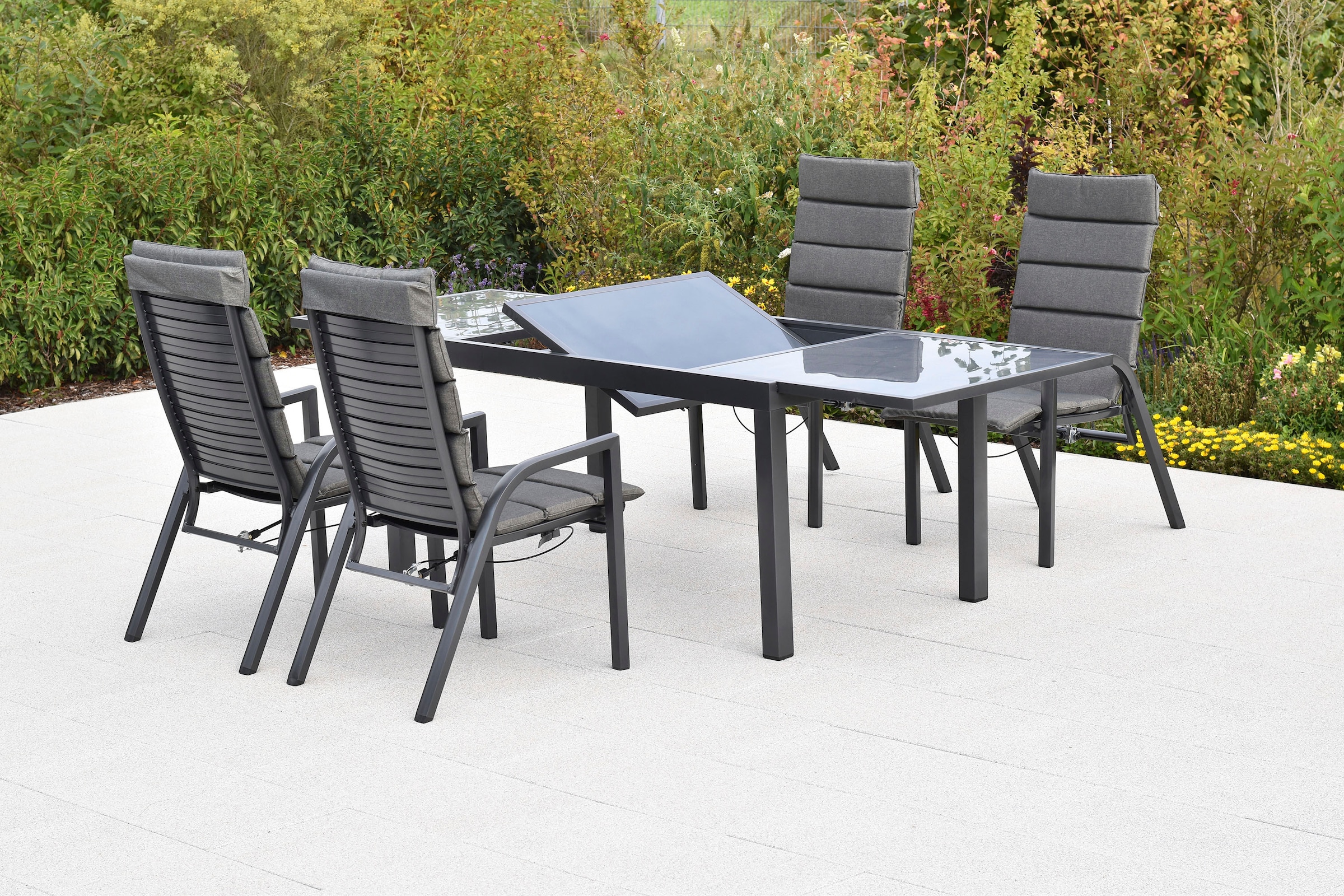 MERXX Garten-Essgruppe »»Siros««, (Set, 9 tlg.), Rückenlehne verstellbar durch Gasdruckfeder