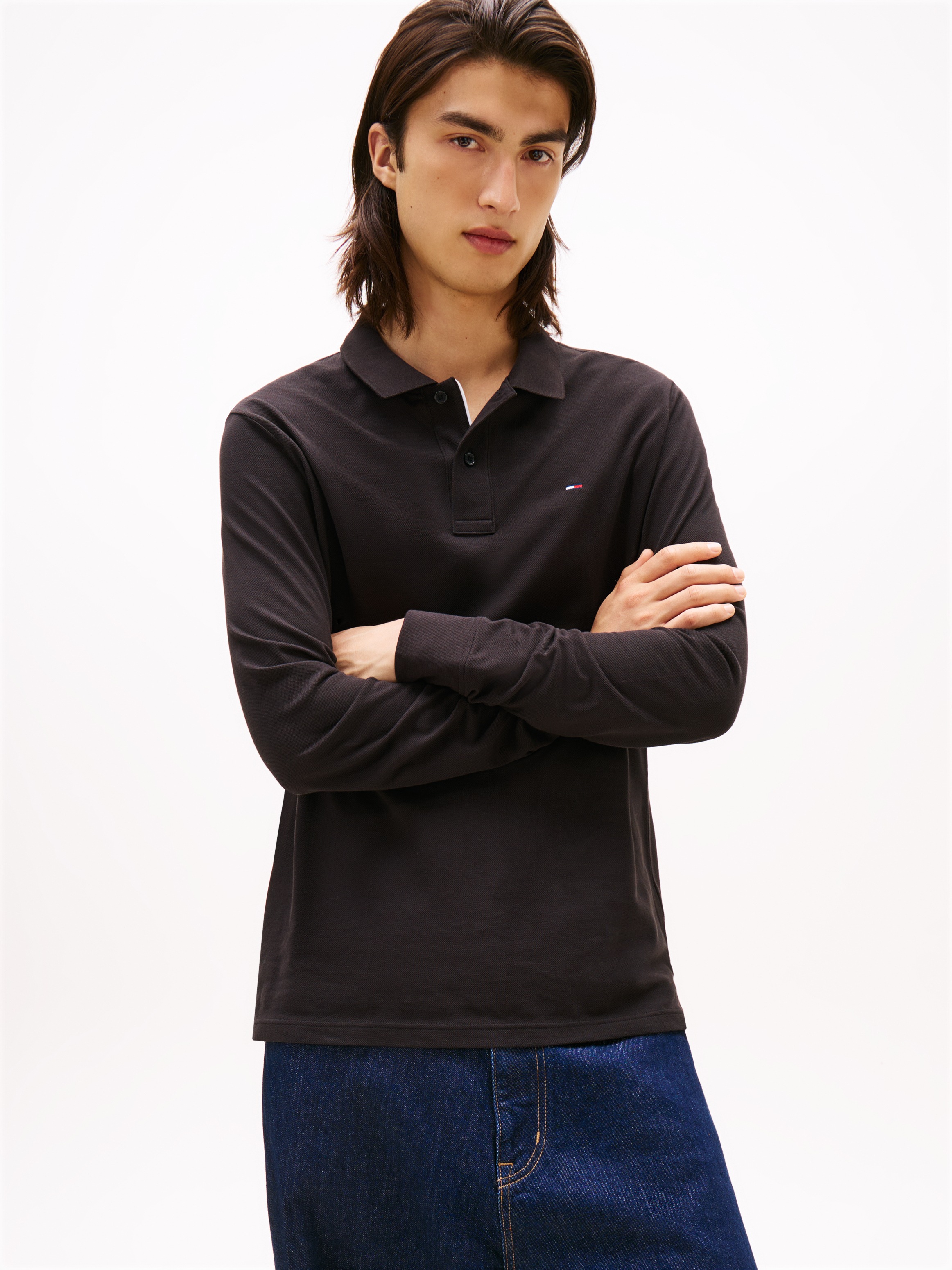 Tommy Jeans Poloshirt "TJM SLIM PLACKET POLO LS EXT", mit Logostickerei günstig online kaufen