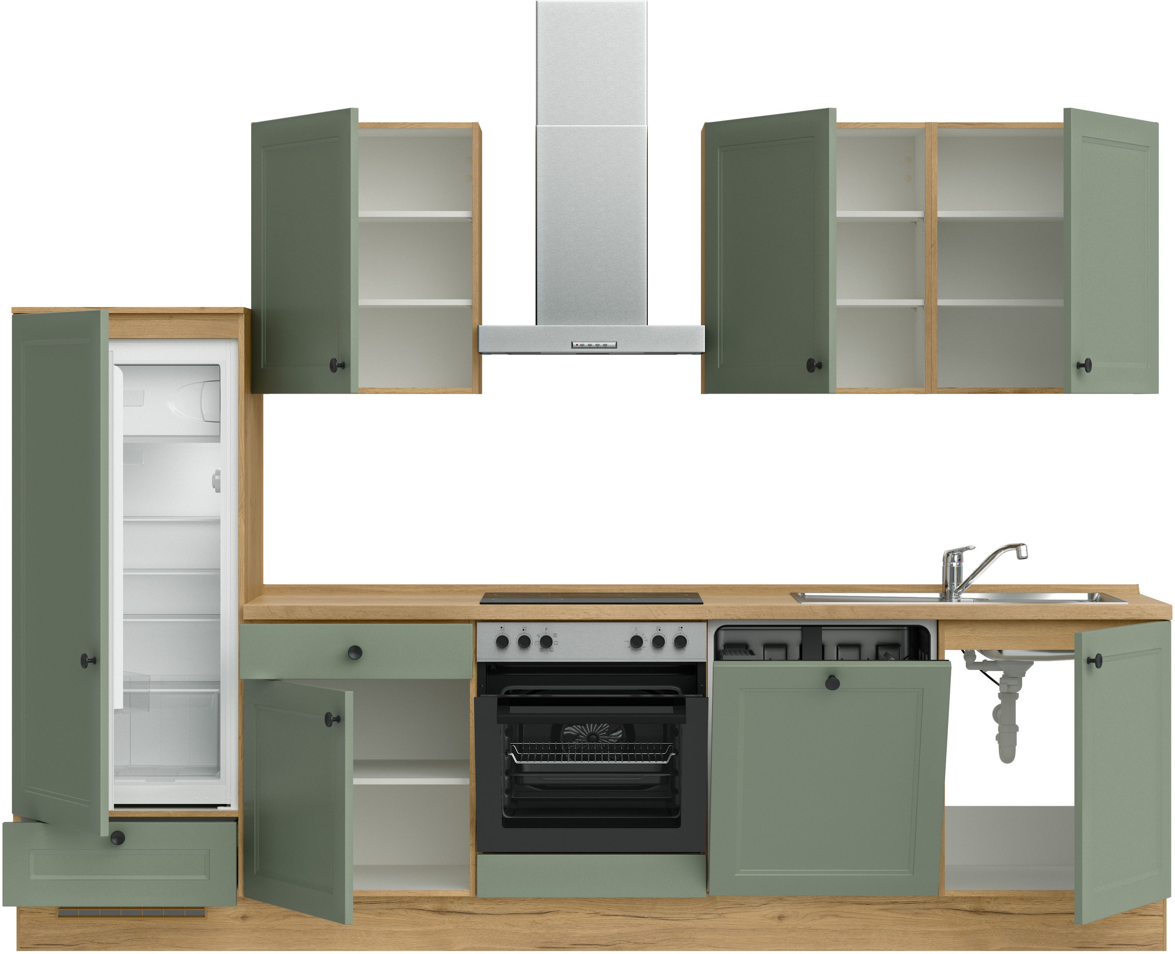 nobilia® Küchenzeile »"Cascada I"«, vormontiert, Ausrichtung wählbar, Breite 300 cm, wahlw. mit E-Geräten
