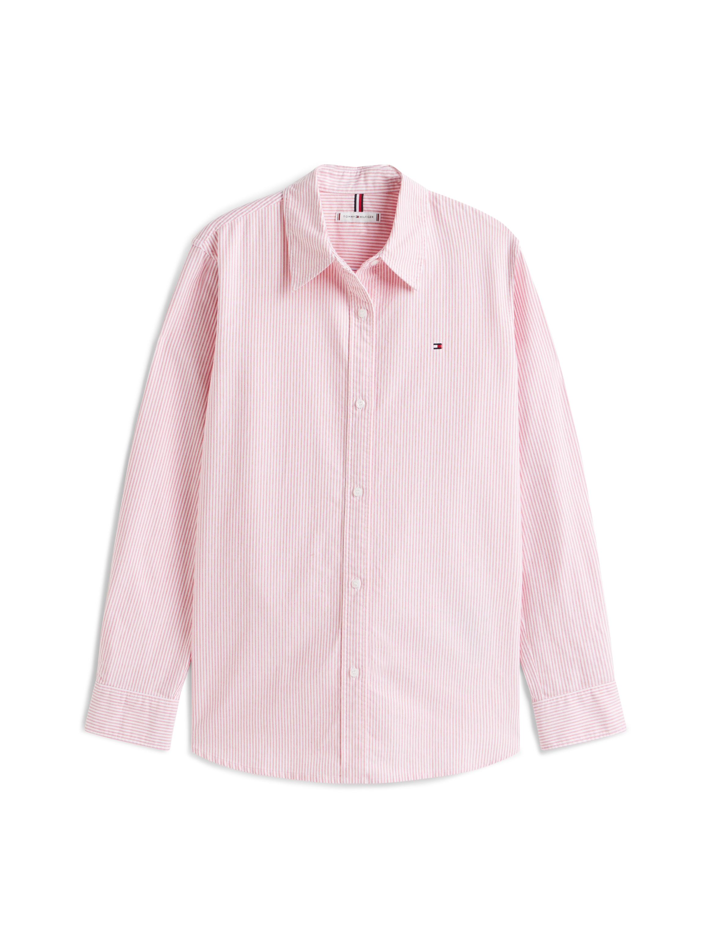 Tommy Hilfiger Hemdbluse »OXFORD RELAXED FIT SHIRT mit Hemdblusenkragen und Stickerei«, mit Streifen