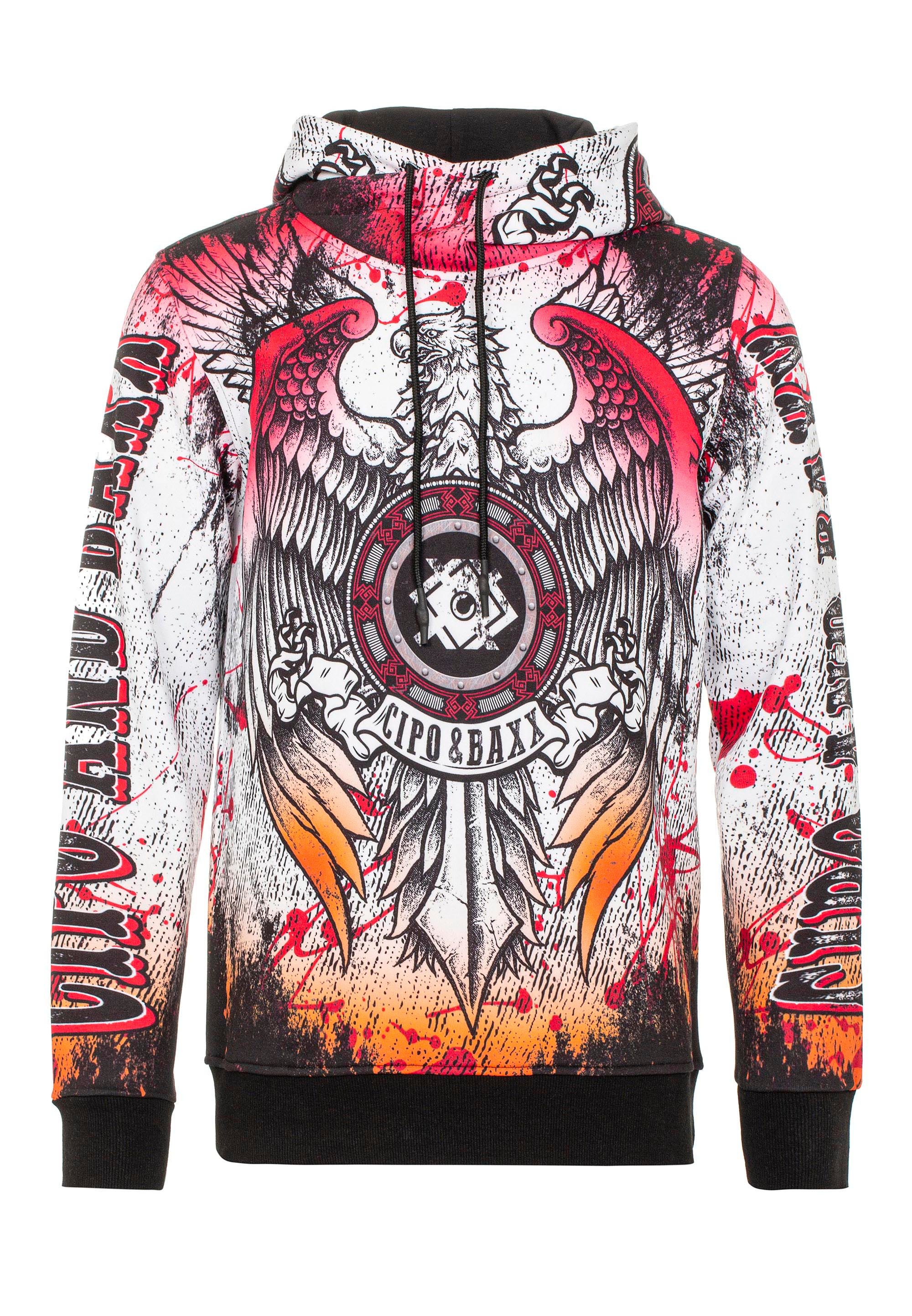 Cipo &amp; Baxx Kapuzensweatshirt mit coolem Allover-Print