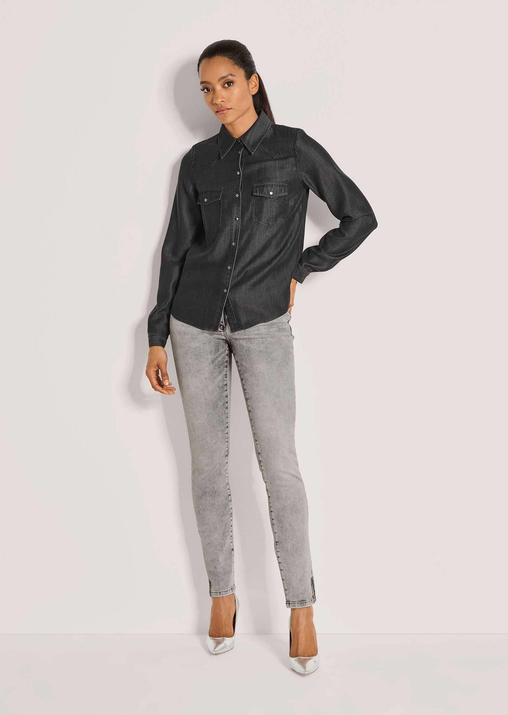 MADELEINE Langarmbluse »Hemdbluse Lässige Denim-Bluse mit Hemdkragen«