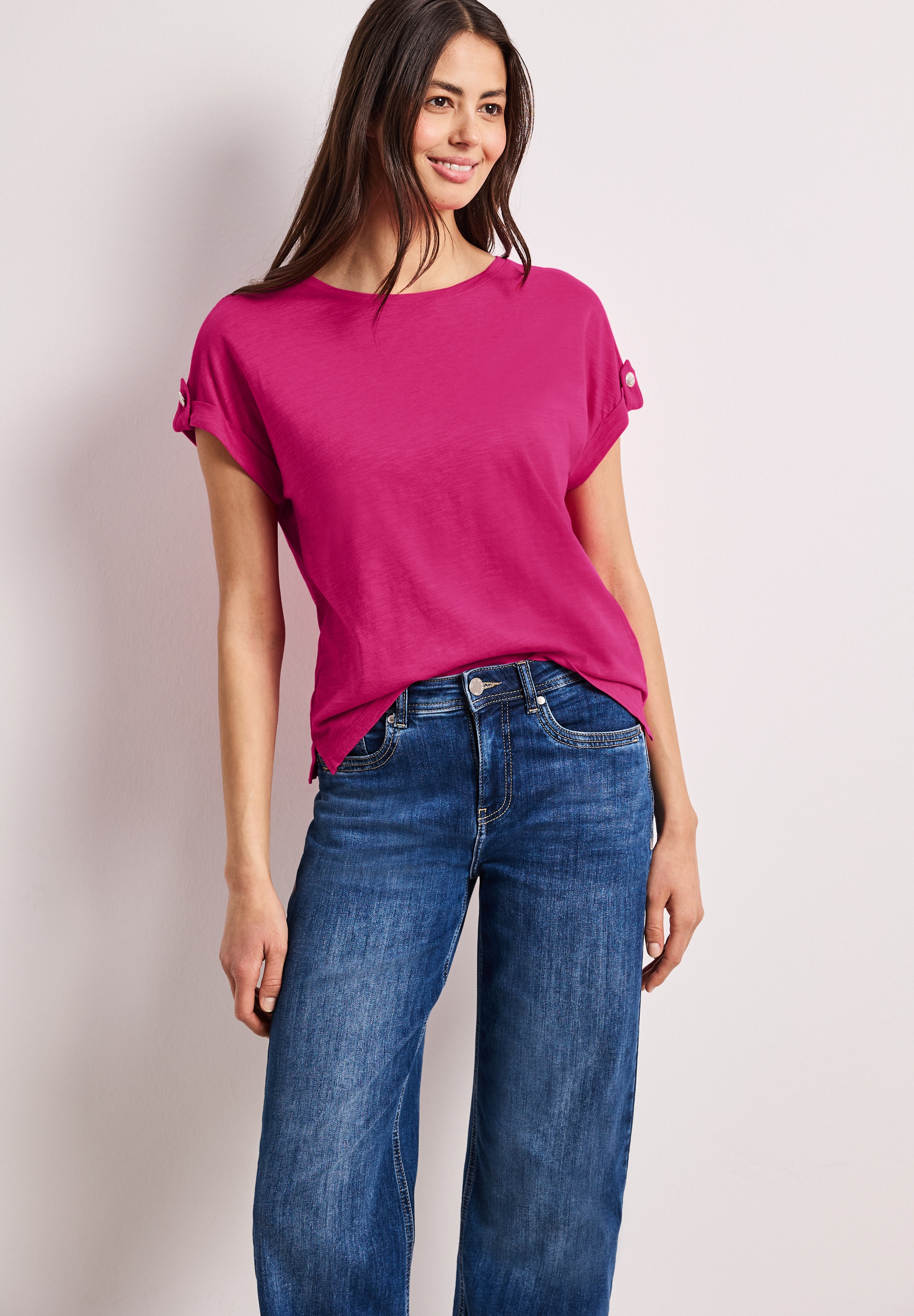 STREET ONE T-Shirt mit Knopf Details