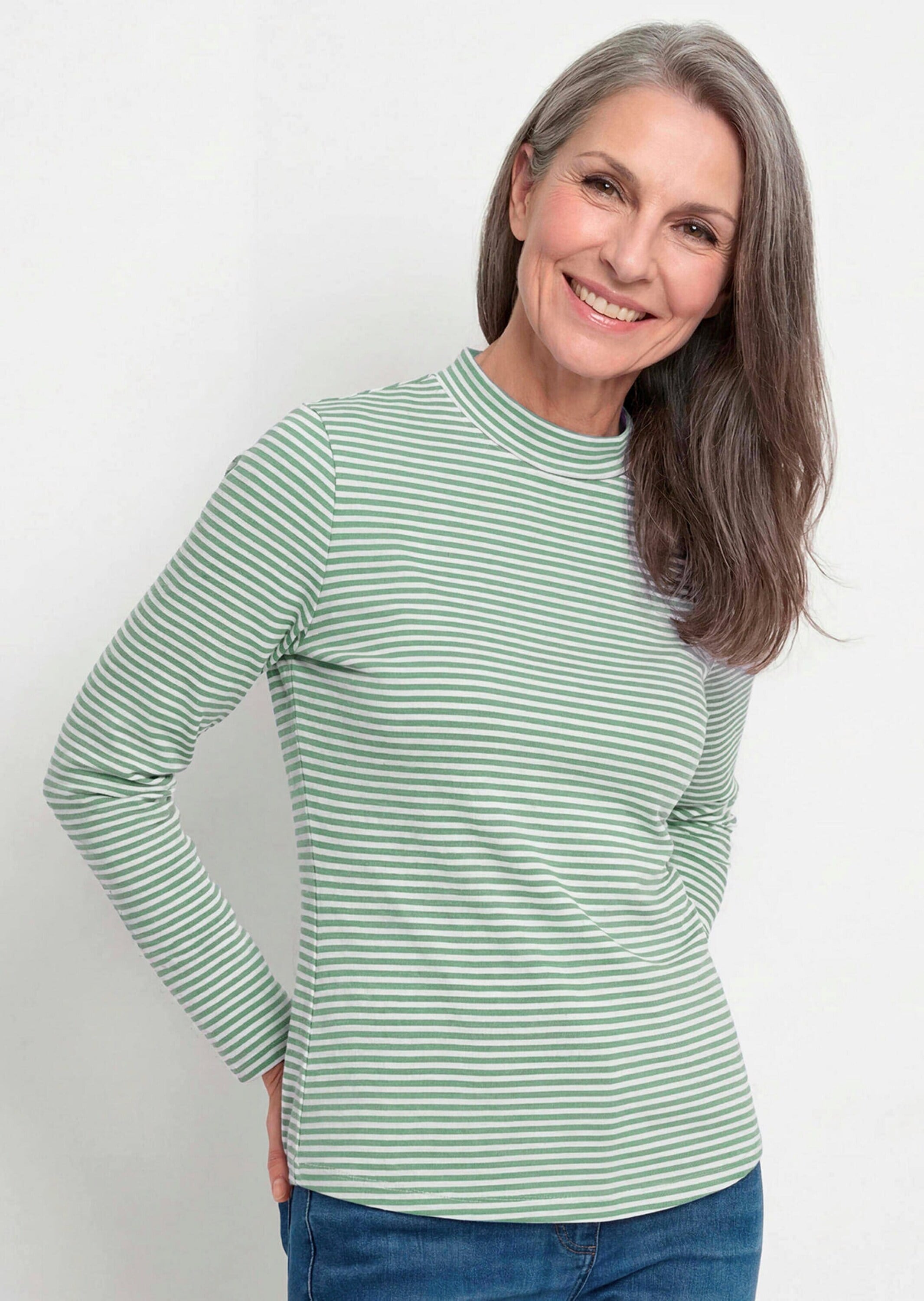 GOLDNER Langarmshirt »Ringelshirt mit Stehkragen« stretchbequemer Baumwolljersey