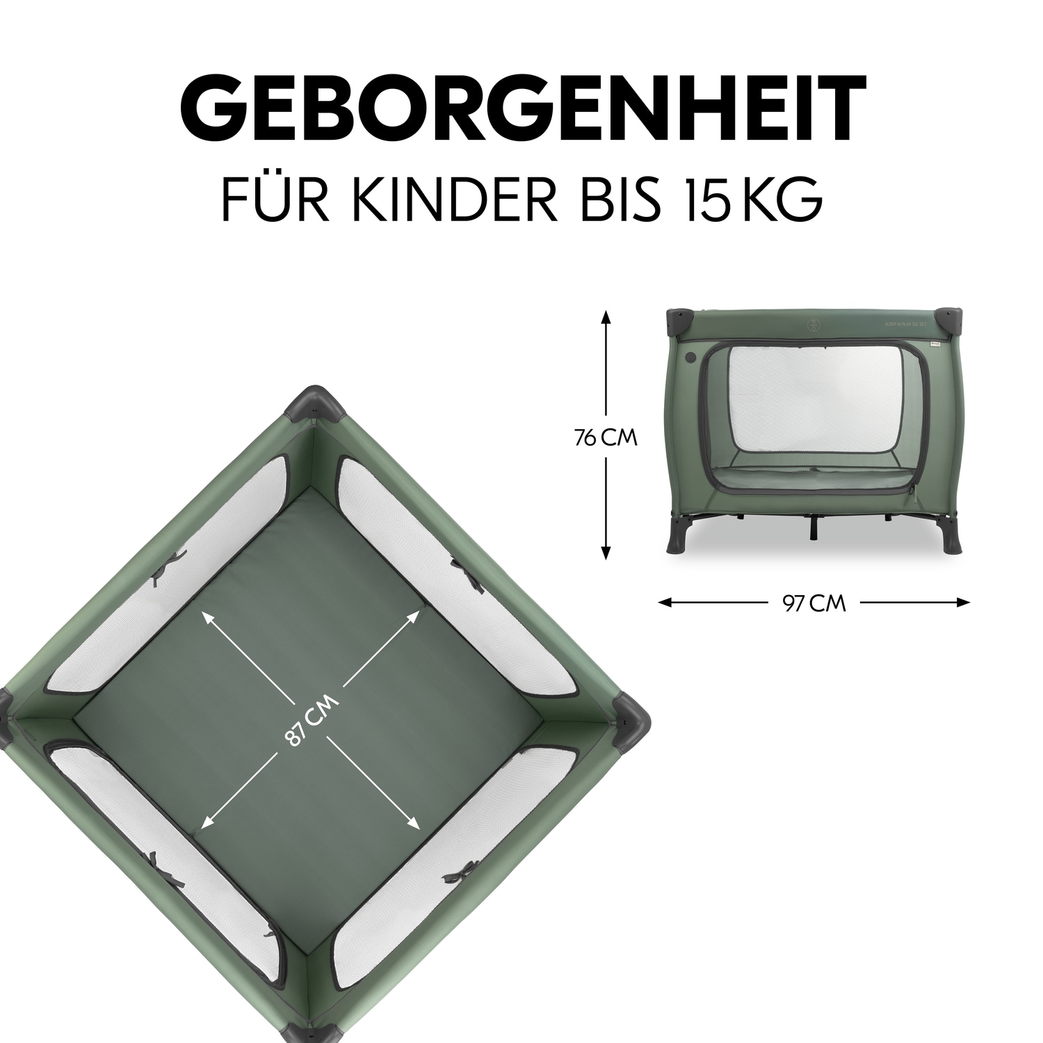 Hauck Baby-Reisebett »Sleep N Play SQ, Set dark green«, inklusive Schaumstoff-Matratze