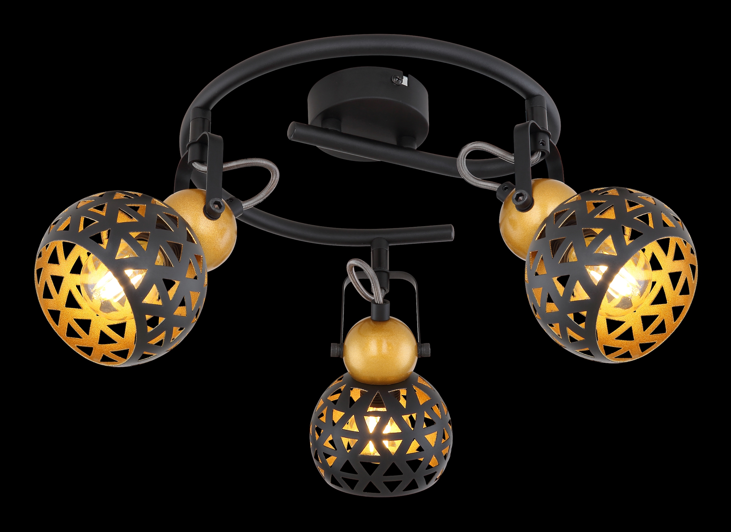 GLOBO LIGHTING Deckenstrahler »SARRA«, Leuchtmittel E14 | ohne Leuchtmittel, Deckenspot/schwarz/goldfarben/Lebensblume - Dekor/Flur/Wohnzimmer