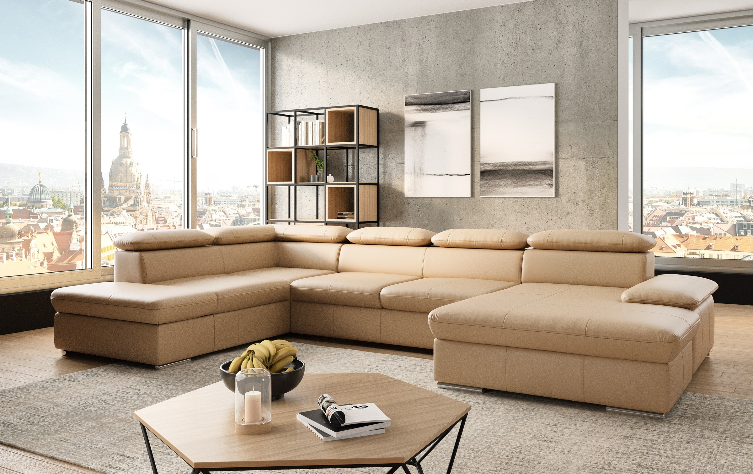 Wohnlandschaft SIT & MORE "Valantine U-Form, B: 349 cm", braun (cappuccino), B:349cm H:73cm T:226cm, Sofas, Wohnlandschaft, mit Arm- & Kopfteilverstellung, optional mit Bettfunktion 6