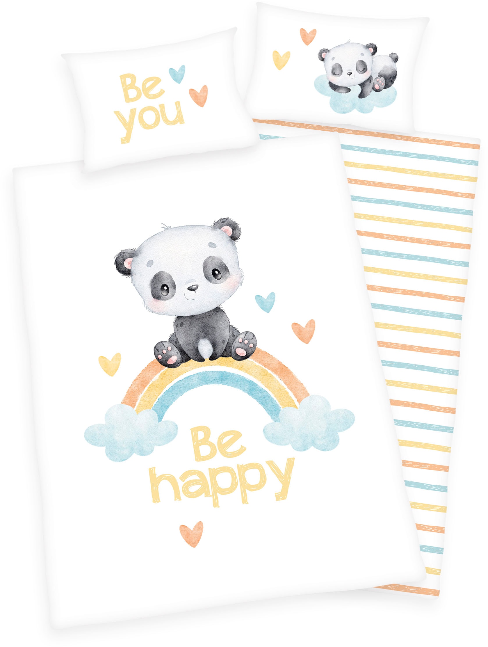 Baby Best Babybettwäsche "Regenbogen Panda" 2 Stk. tlg. mit liebevollem Mot günstig online kaufen