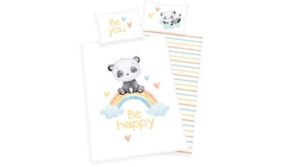 Babybettwäsche »Regenbogen Panda«, (2 tlg.)