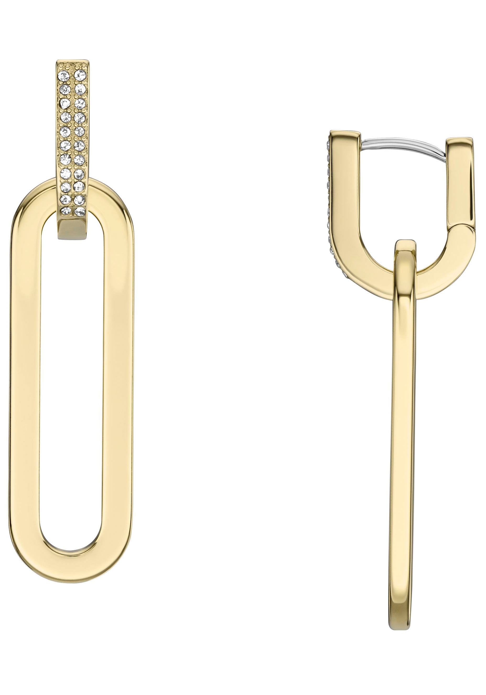 Paar Creolen FOSSIL "Schmuck Geschenk Edelstahl Ohrringe Heritage D-Link", gelb (gelbgoldfarben, edelstahlfarben), Ohrringe, Damen, Edelstahl 3