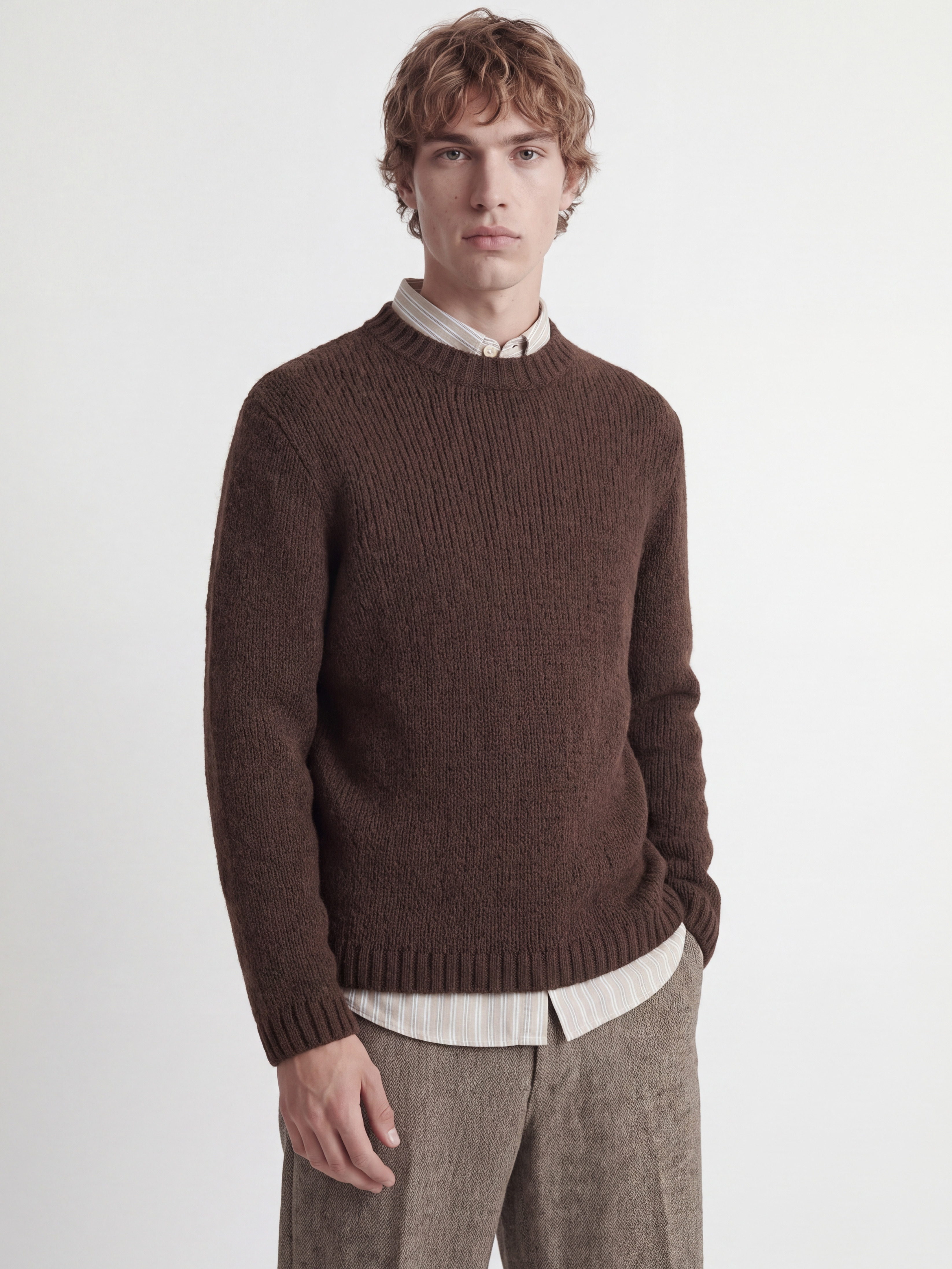 Jack & Jones Rundhalspullover "JORSALAMANCO KNIT CREW NECK" Materialmix, regular fit