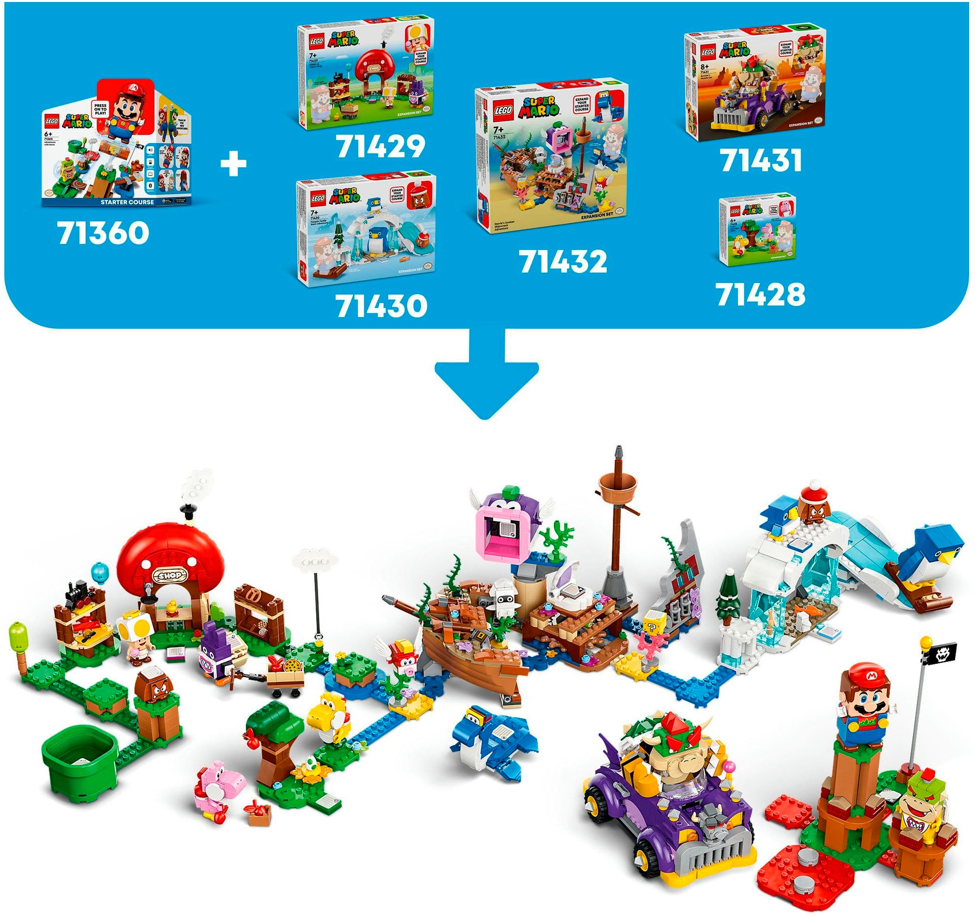 LEGO® Konstruktionsspielsteine »Bowsers Monsterkarre – Erweiterungsset (71431), LEGO Super Mario«, (458 St.), Made in Europe