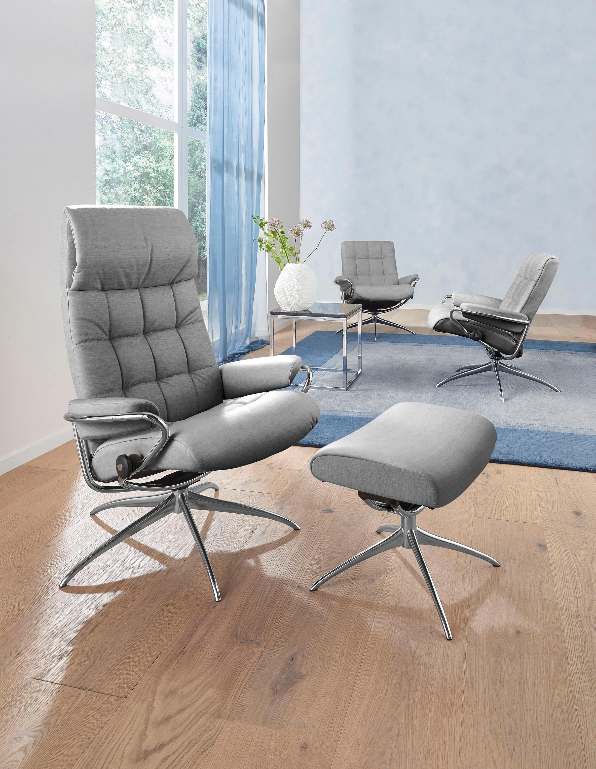 Stressless® Relaxsessel »London«, (Set, Relaxsessel mit Hocker), mit Hocker, High Back, mit Star Base, Gestell Chrom