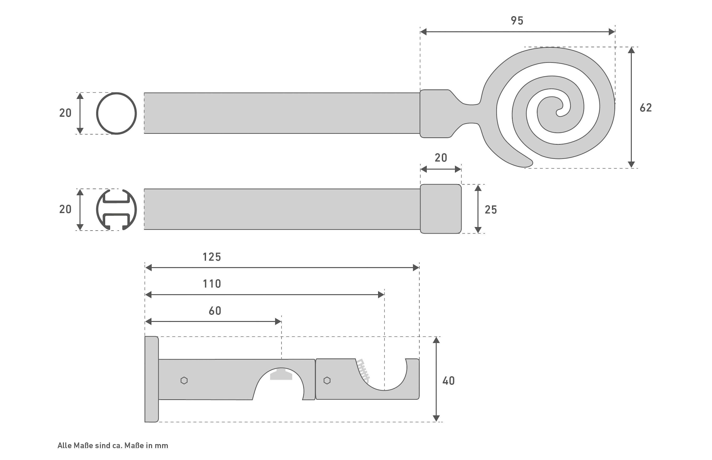 Good Life Kombi-Vorhangstange »Espiral«, 2 läufig-läufig, Fixmaß
