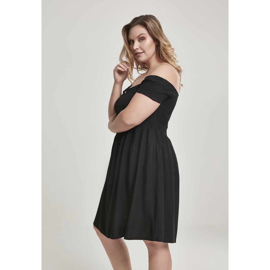 URBAN CLASSICS Shirtkleid »Urban Classics Damen Ladies Smoked Off Shoulder Dress«, (1 tlg.)