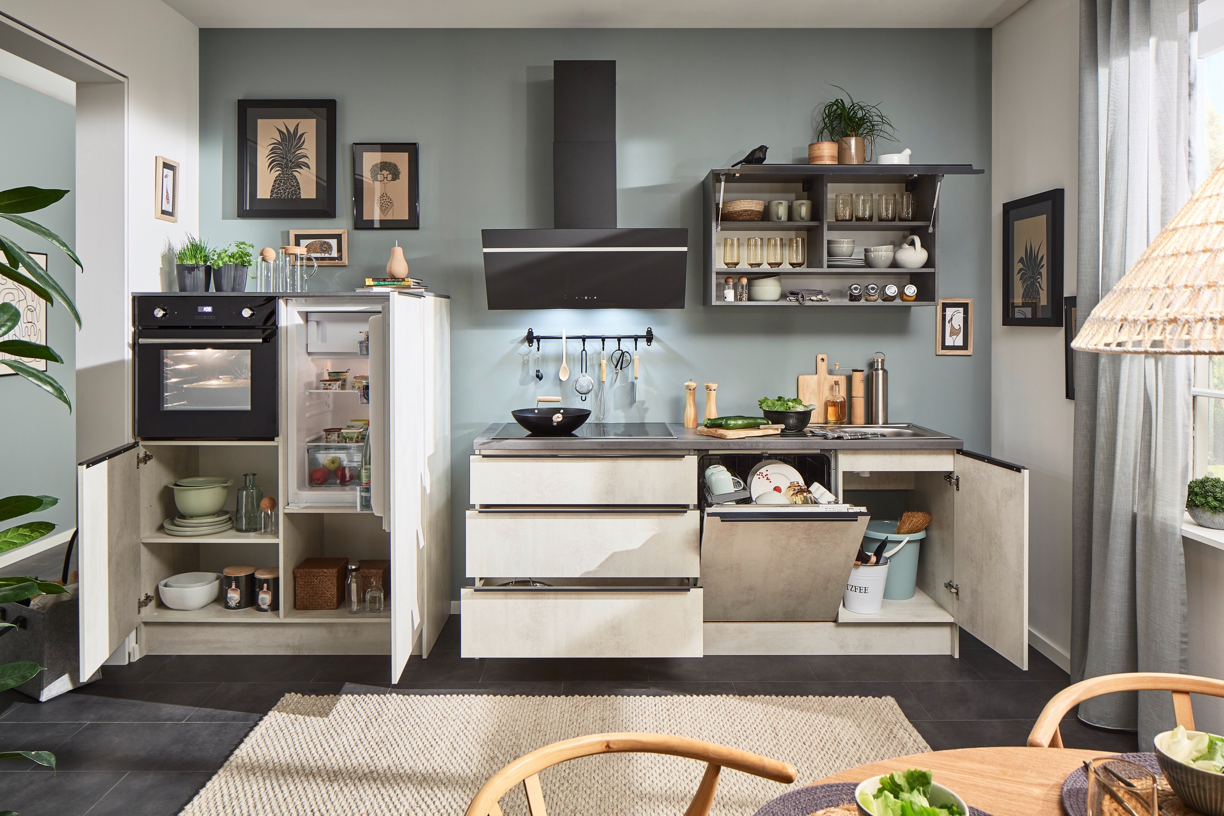 BASIC by Balculina Küchenzeile »Boston«, Breite 200 + 123 cm, wahlweise mit E-Geräten