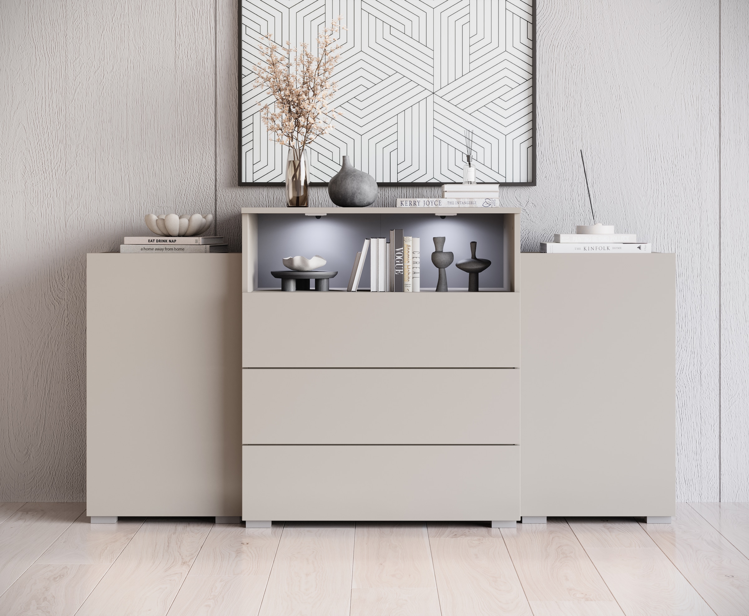 Home affaire Sideboard "URBAN III" Moderne Kommode mit 3 Schubladen und 4 Fächern, Breite 150 cm