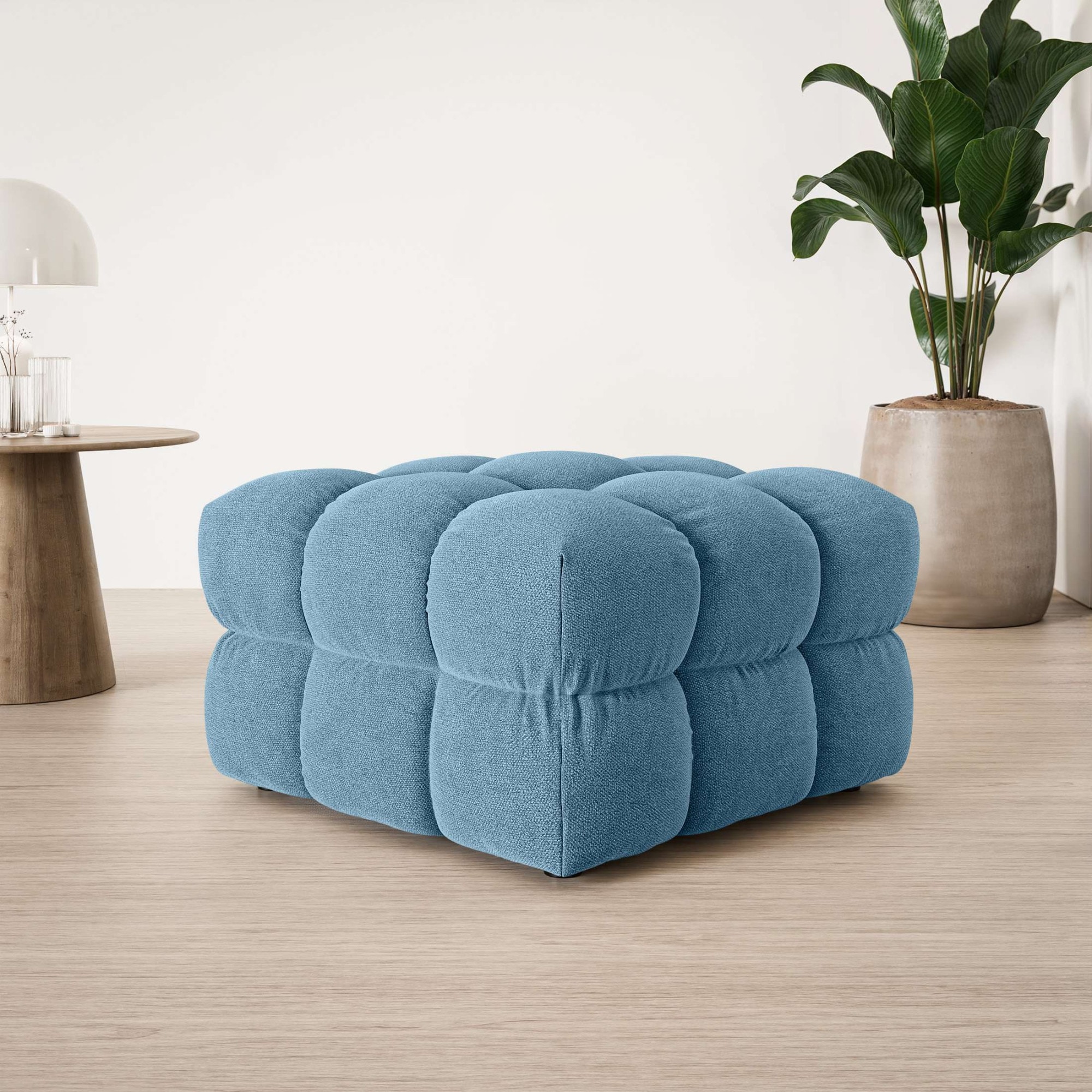 s.Oliver Polsterhocker "COBBO Sitzhocker Bubble-Optik, Maße B/T/H: 80/80/48 cm" passend zum Sofa, moderne Steppung und hoher Sitzkomfort