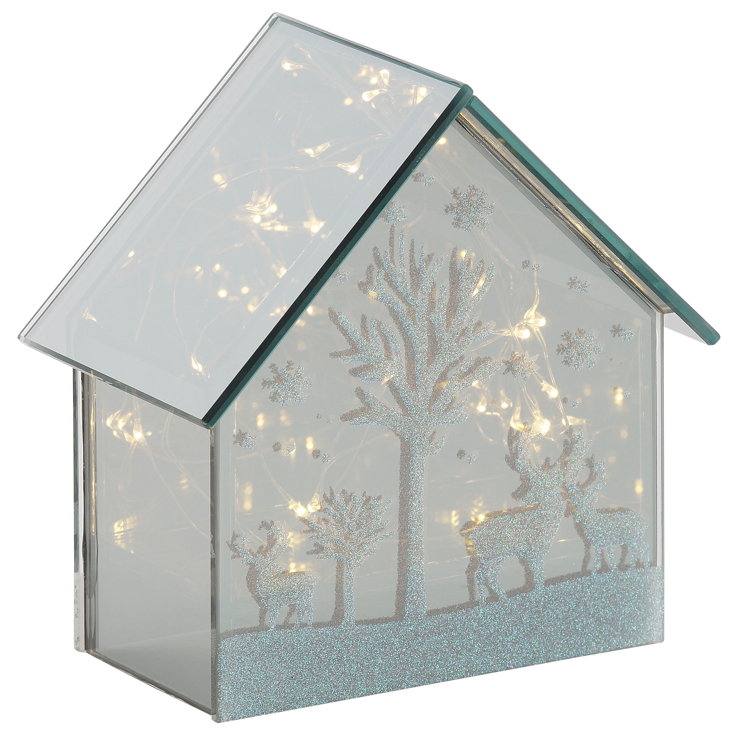 Home affaire Weihnachtshaus »Galway, Weihnachtsdeko«, LED-Haus aus Glas, mit spiegelnder Oberfläche