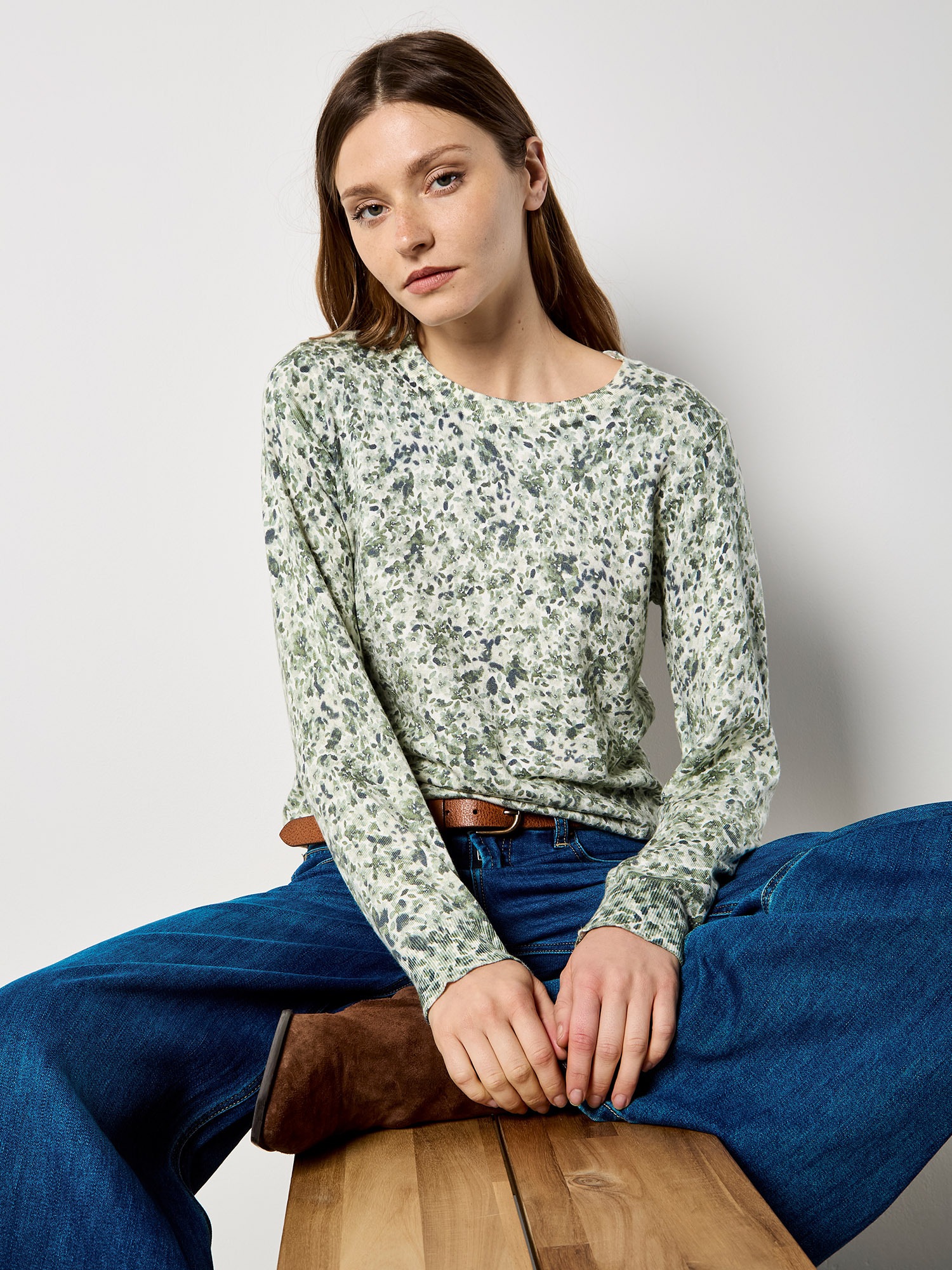 Apricot Strickpullover »Feinstrickpullover« mit Blumenmuster