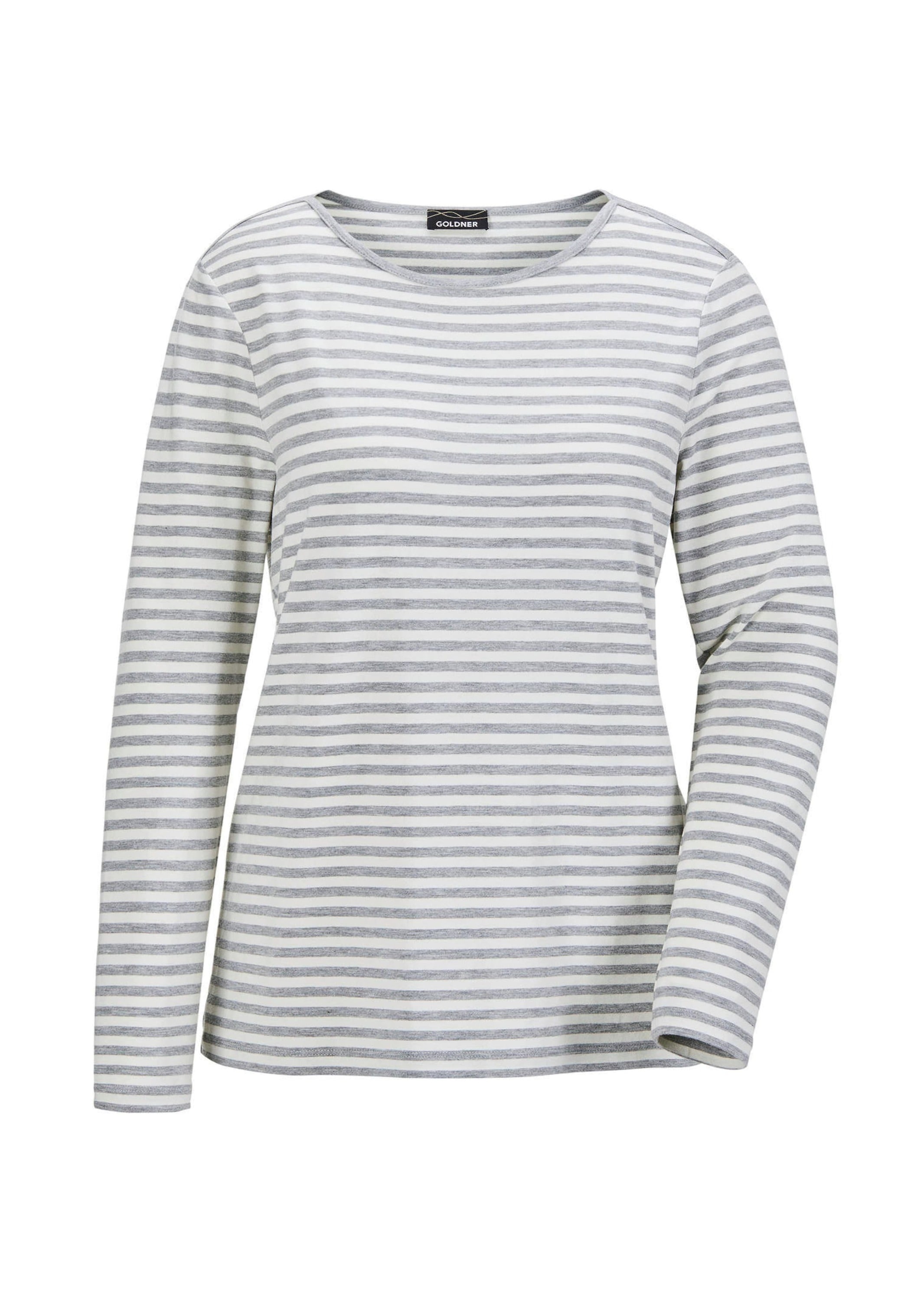 GOLDNER Longpullover "Kurzgröße Jerseyshirt im Streifen-Look" Ohne