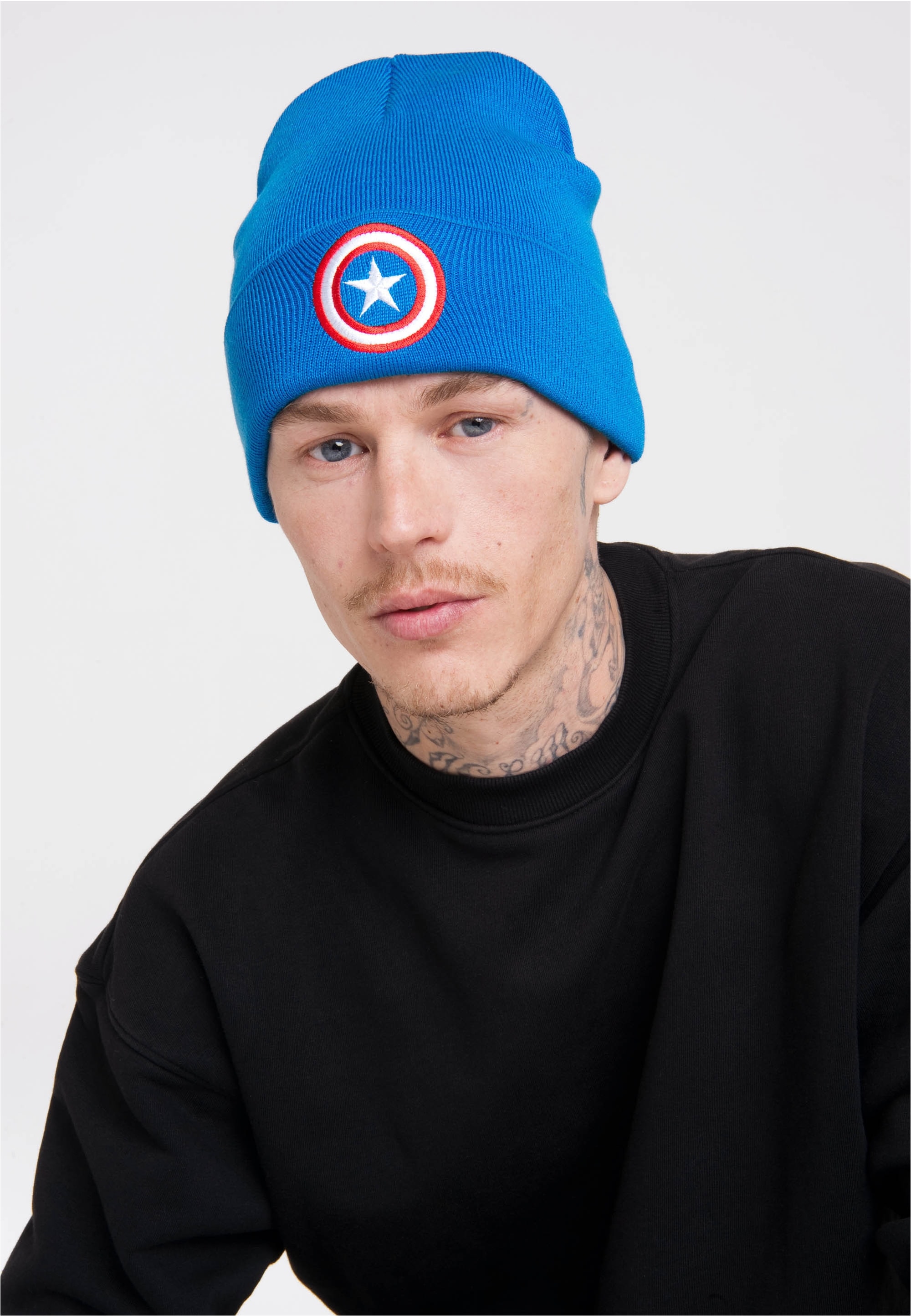 LOGOSHIRT Strickmütze »Captain America – Logo«, mit coolem Motiv